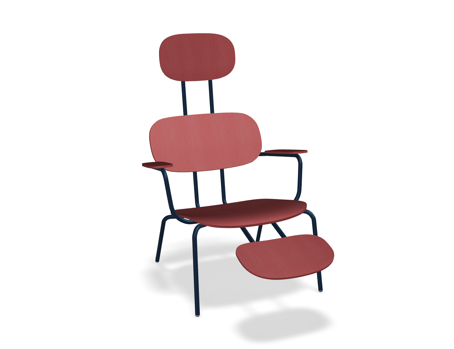 Fotel z zagłówkiem NEW SCHOOL LOUNGE niebieska podstawa z podłokietnikami
