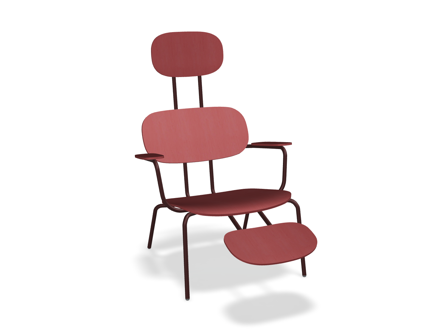 Fotel z zagłówkiem NEW SCHOOL LOUNGE bordowa podstawa do salonu