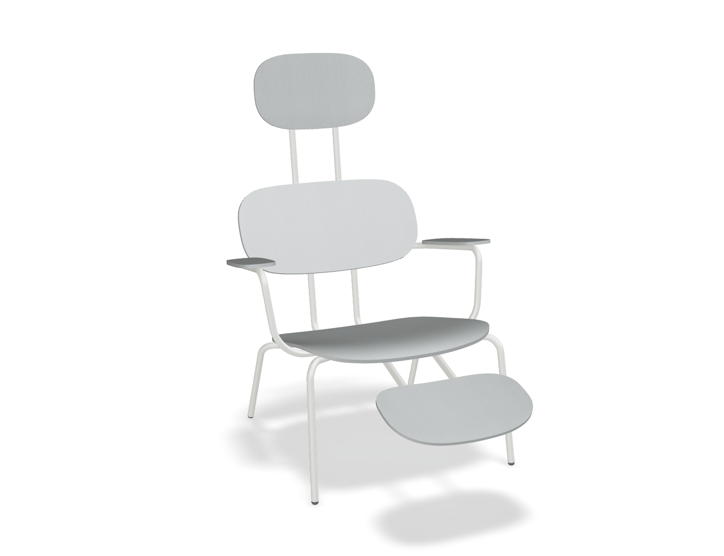 Fotel z zagłówkiem NEW SCHOOL LOUNGE perłowa podstawa z podłokietnikami