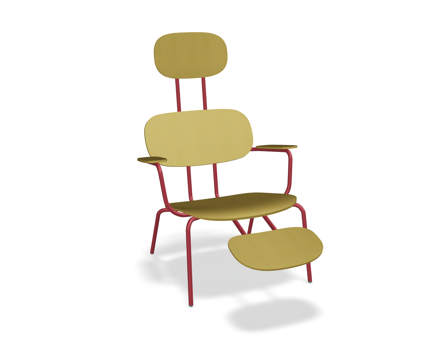 Fotel z zagłówkiem NEW SCHOOL LOUNGE czerwona podstawa do salonu – .mdd