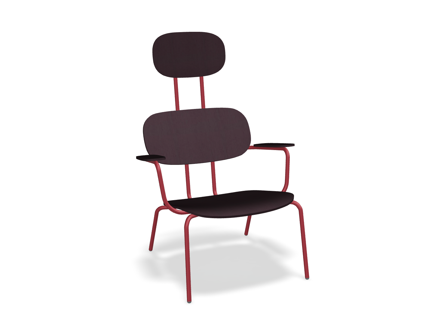 Fotel z zagłówkiem NEW SCHOOL LOUNGE czerwona podstawa – .mdd