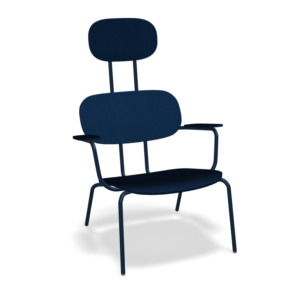 Fotel z zagłówkiem NEW SCHOOL LOUNGE niebieska podstawa – .mdd