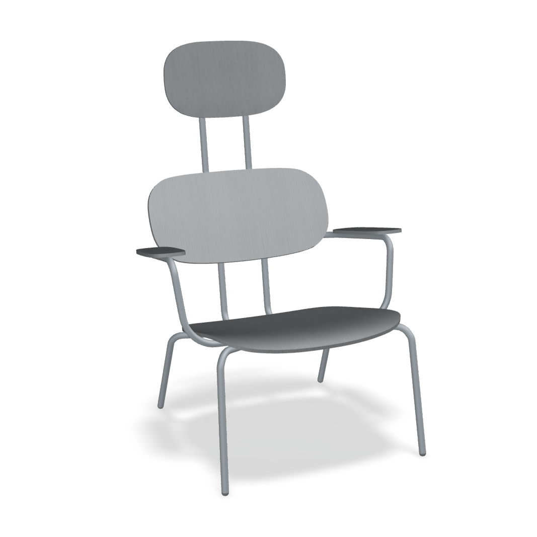 Fotel z zagłówkiem NEW SCHOOL LOUNGE ciemnoszara podstawa – .mdd