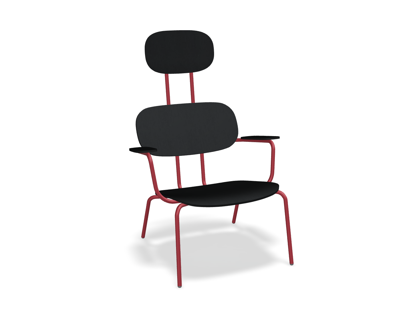 Fotel z zagłówkiem NEW SCHOOL LOUNGE czerwona podstawa do salonu – .mdd