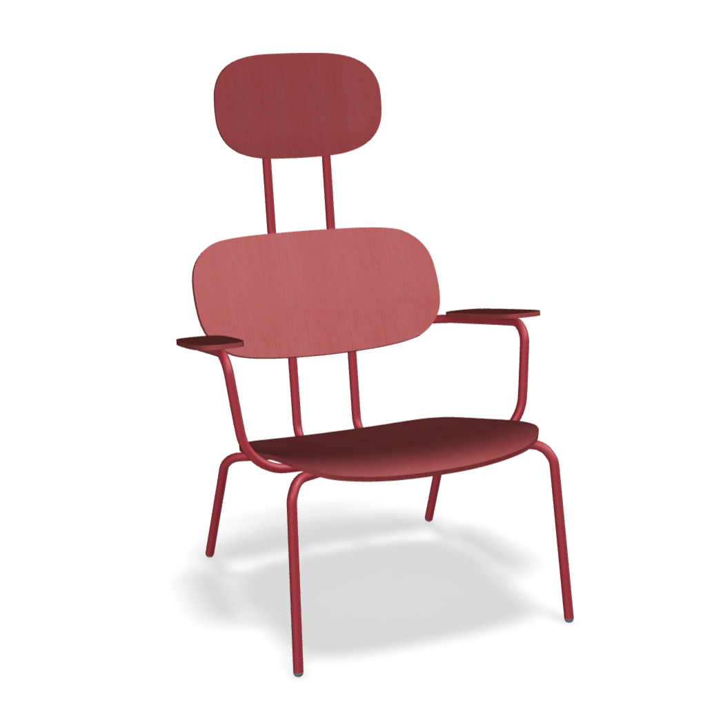 Fotel z zagłówkiem NEW SCHOOL LOUNGE czerwona podstawa – .mdd