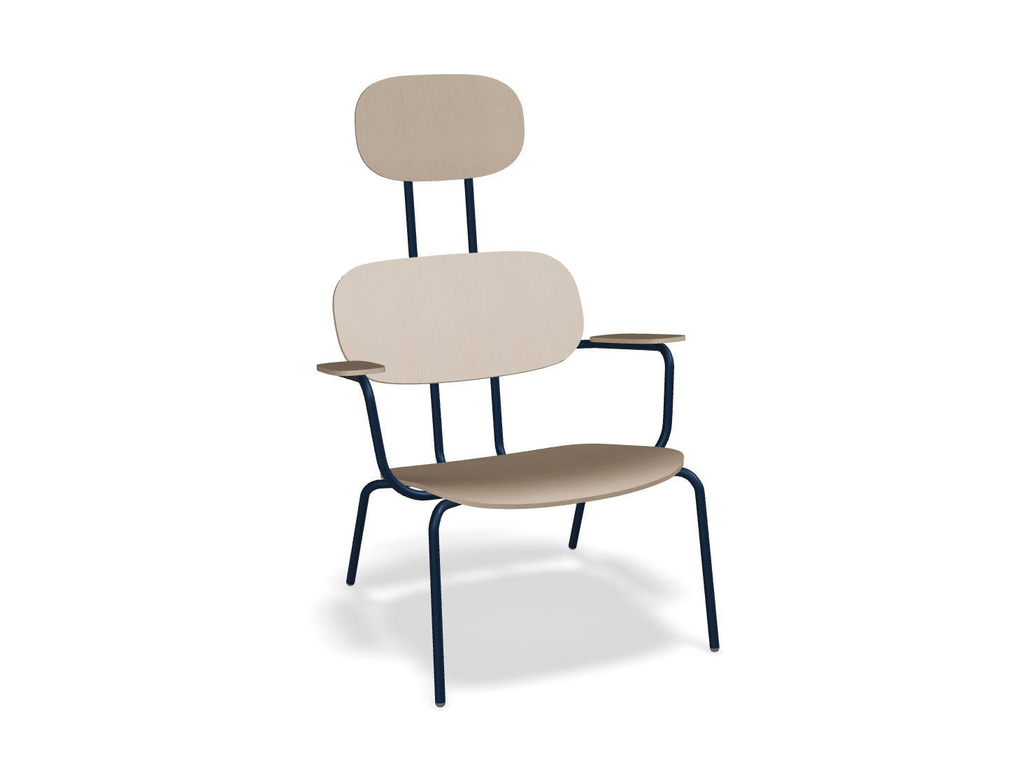 Fotel z zagłówkiem NEW SCHOOL LOUNGE niebieska podstawa z podłokietnikami