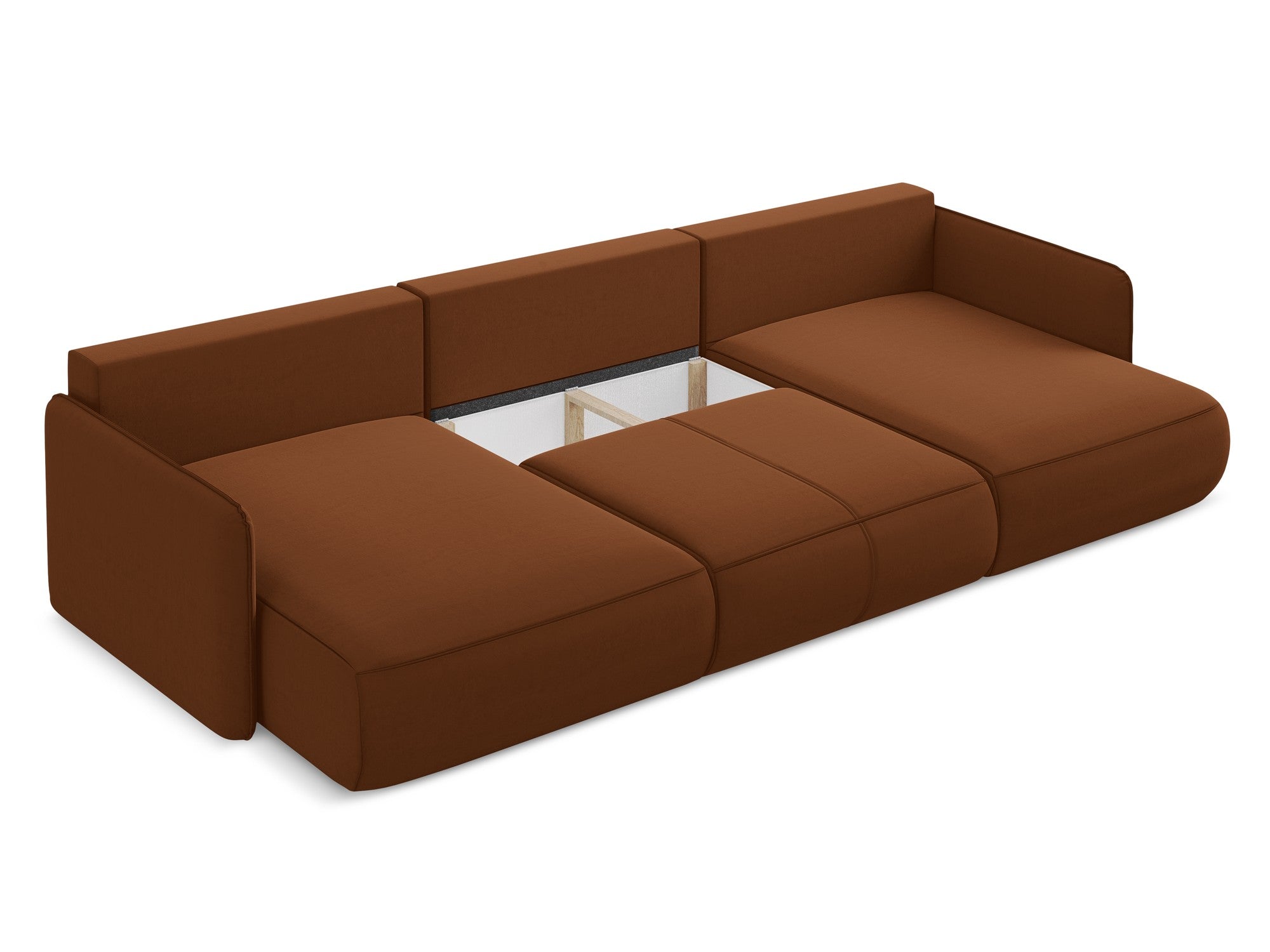 Panoramic Velvet Corner Sofa with Sleeping Function NANEA Terracotta