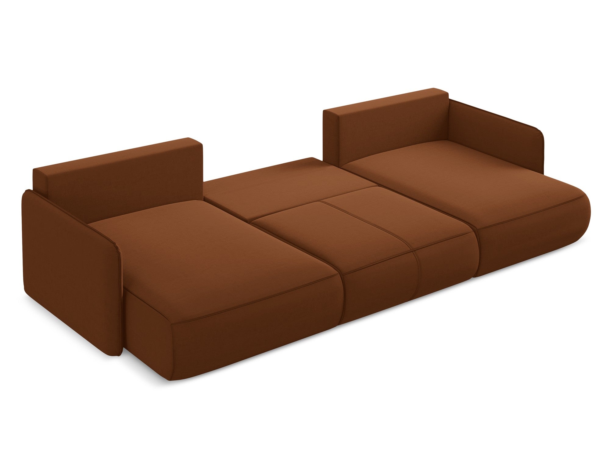 Panoramic Velvet Corner Sofa with Sleeping Function NANEA Terracotta