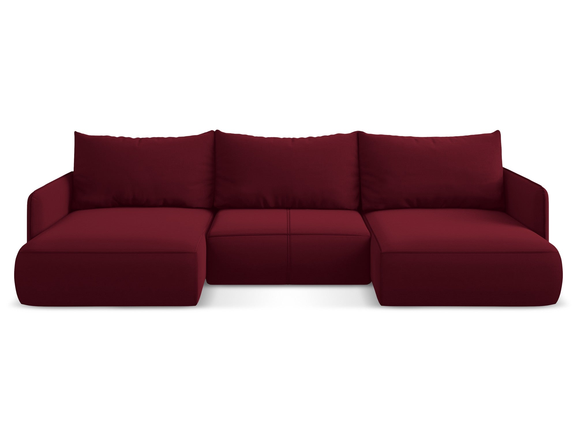 Burgundy Velvet Panoramic Corner Sofa with Sleeping Function NANEA