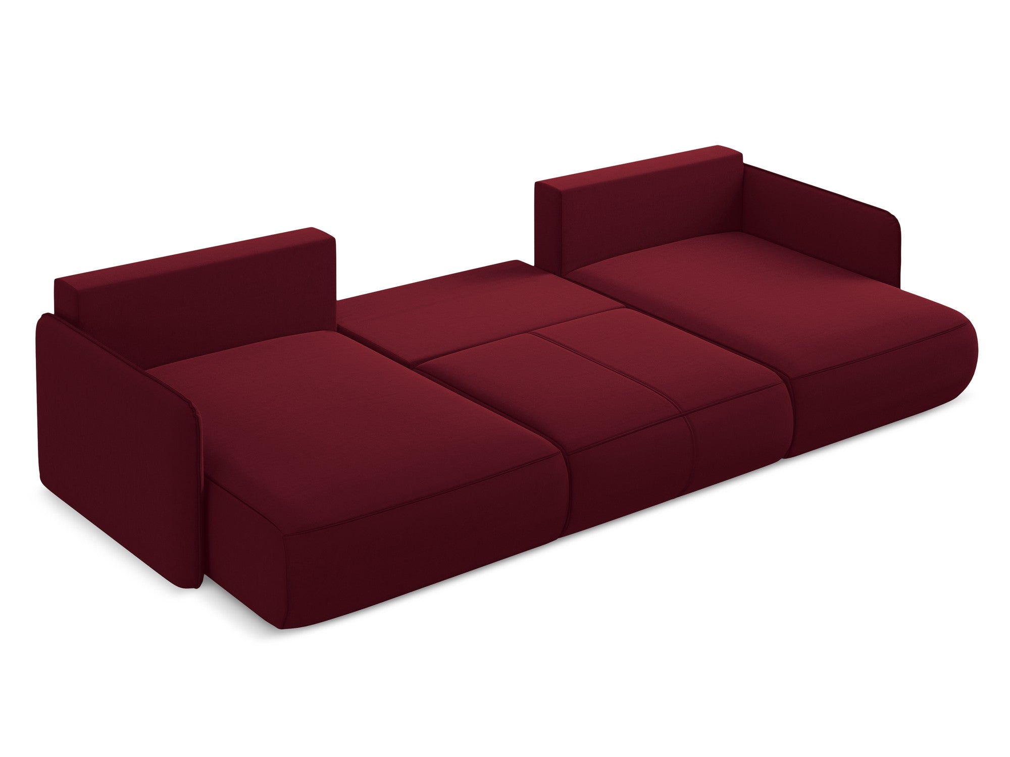 Burgundy Velvet Panoramic Corner Sofa with Sleeping Function NANEA