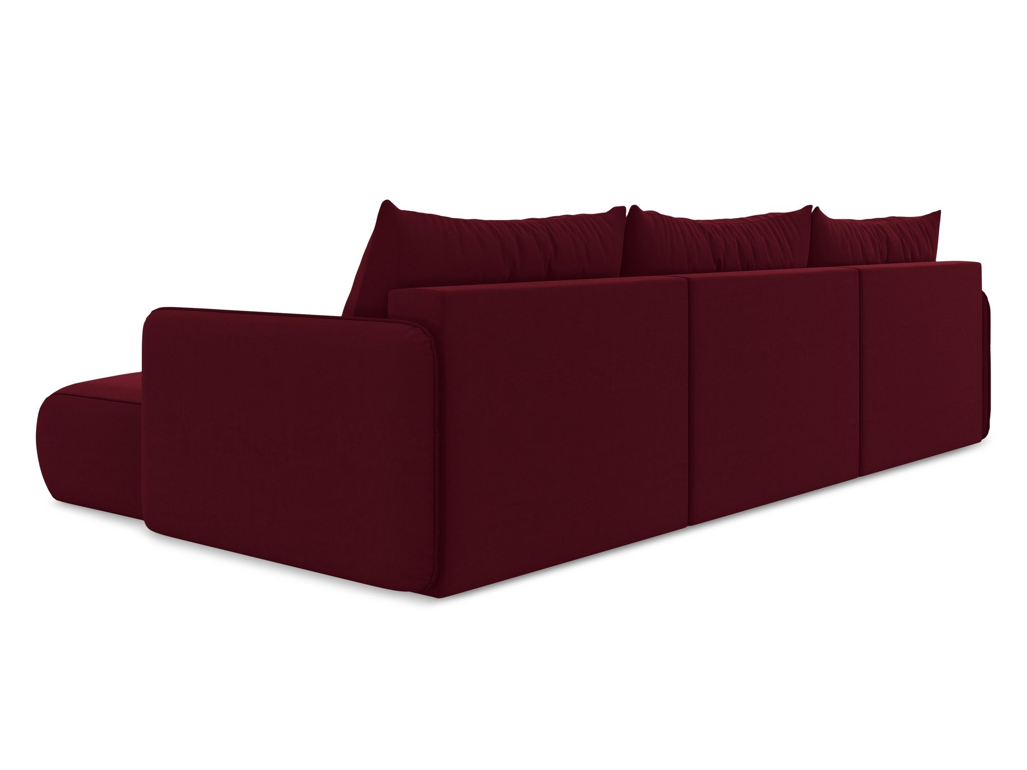 Burgundy Velvet Panoramic Corner Sofa with Sleeping Function NANEA