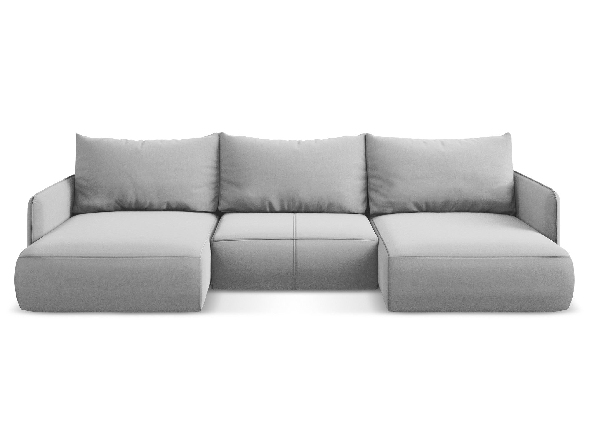 Gray velvet panoramic corner sofa with sleeping function NANEA