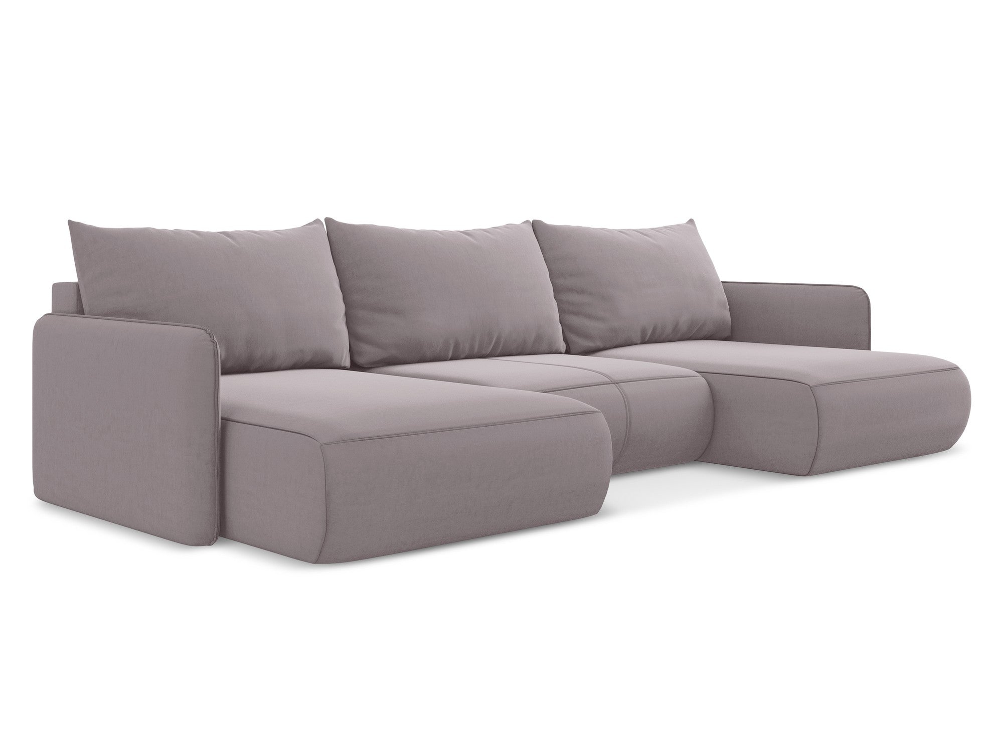 Lavender Velvet Panoramic Corner Sofa with Sleeping Function NANEA
