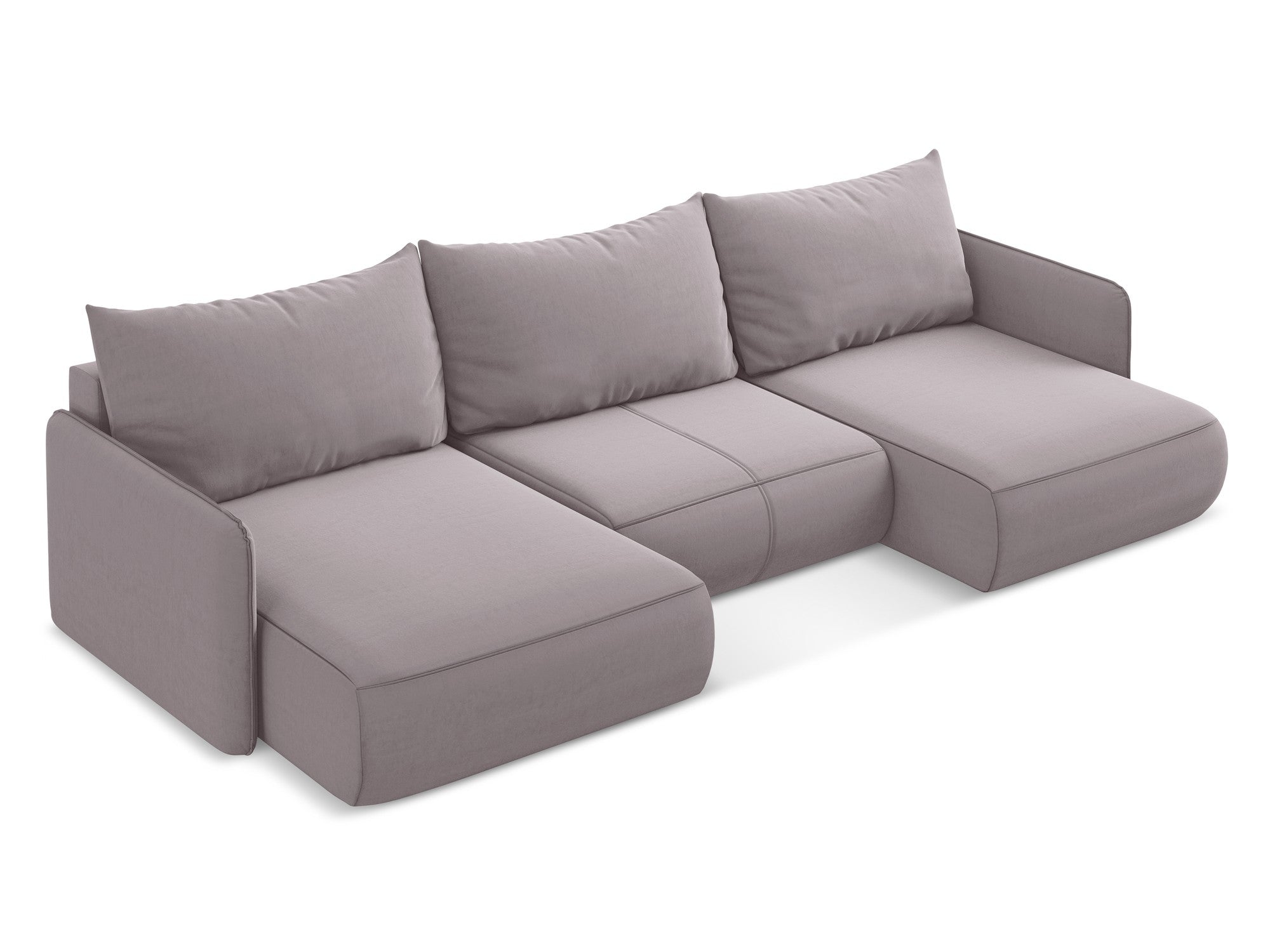 Lavender Velvet Panoramic Corner Sofa with Sleeping Function NANEA
