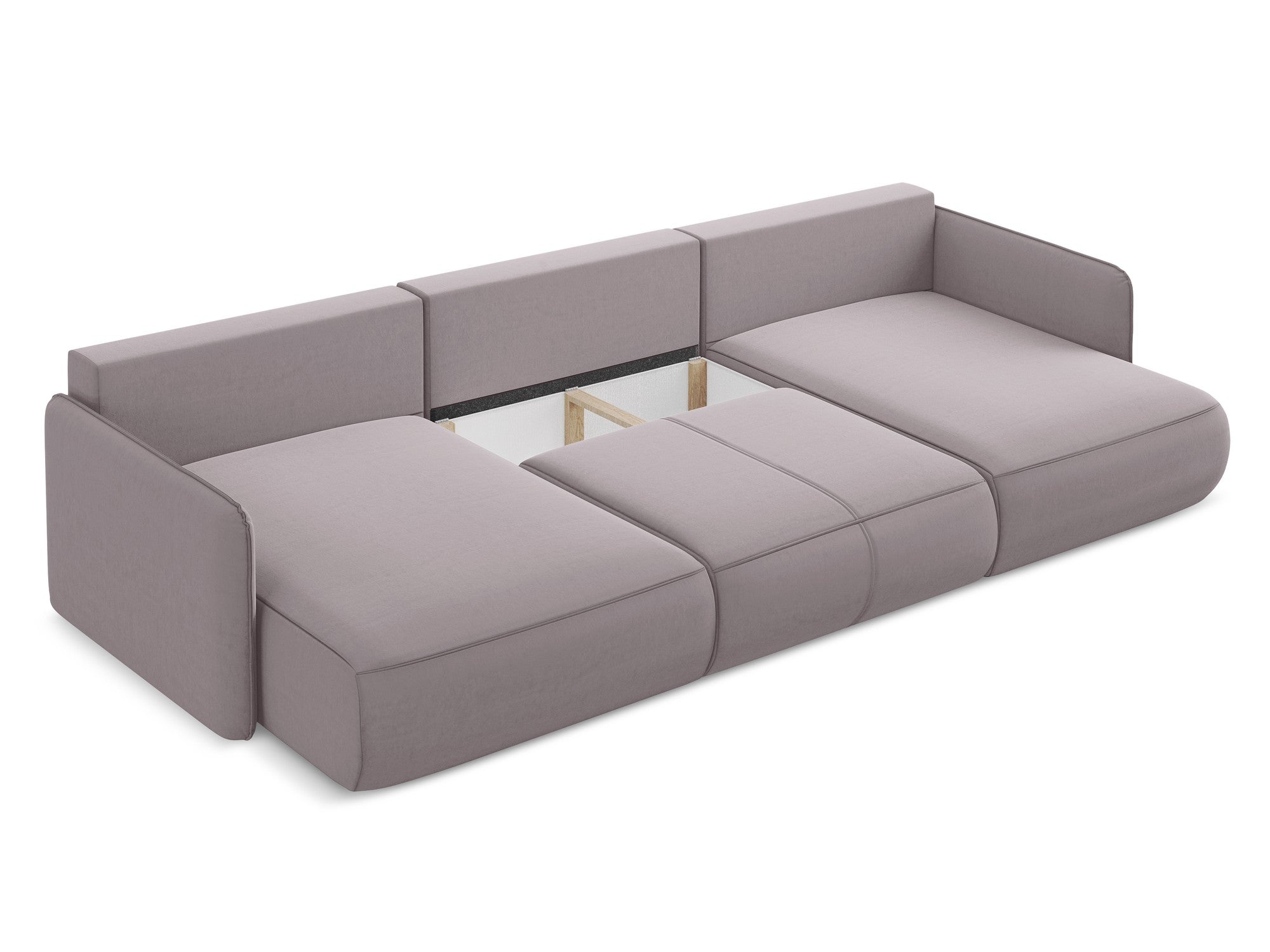 Lavender Velvet Panoramic Corner Sofa with Sleeping Function NANEA