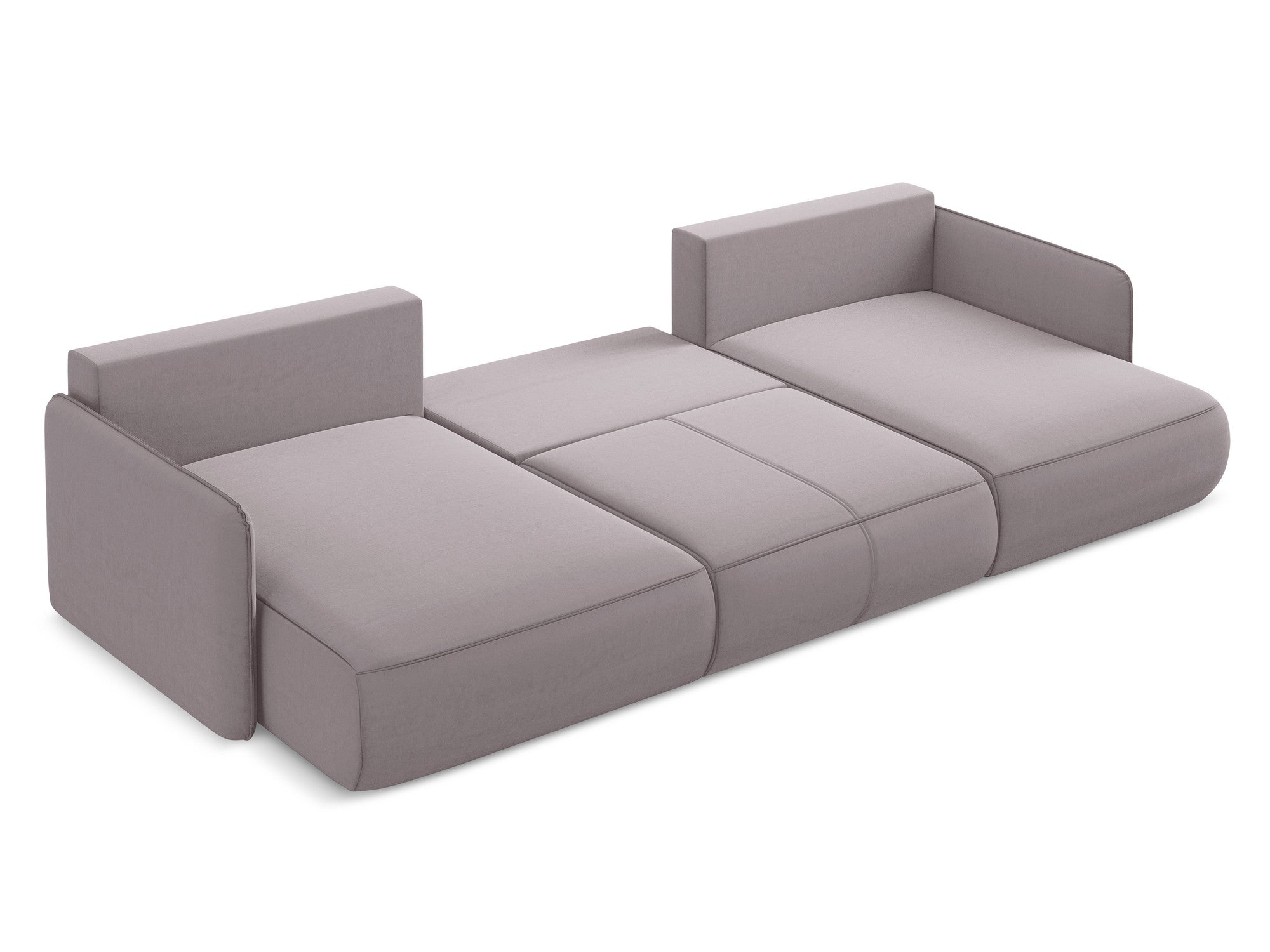 Lavender Velvet Panoramic Corner Sofa with Sleeping Function NANEA