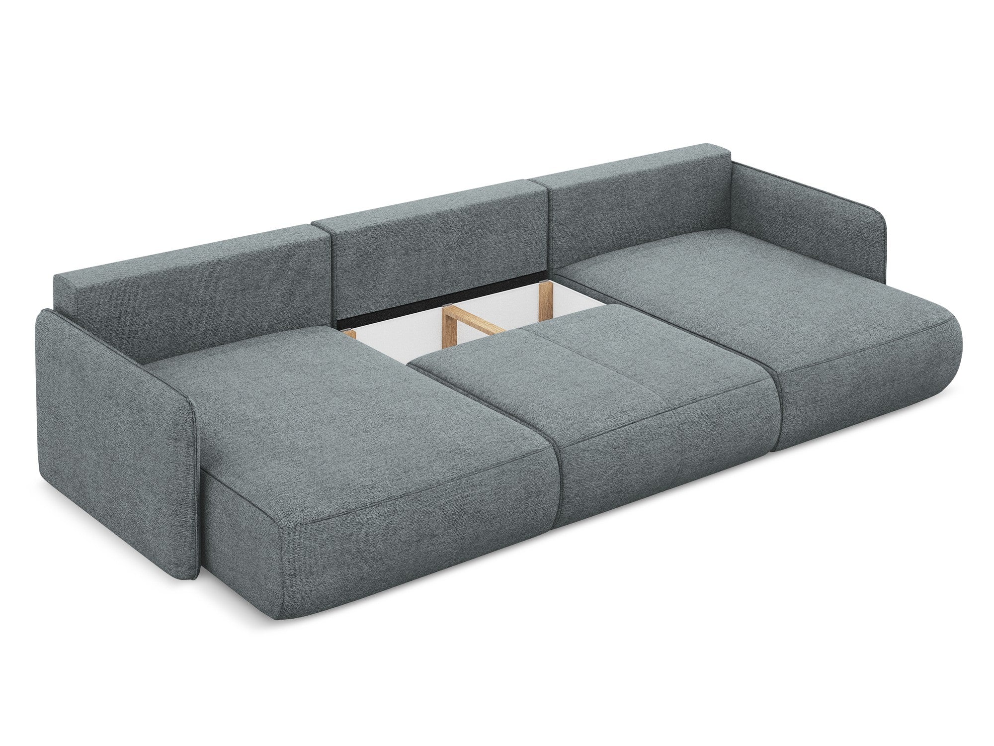 Panoramatický rohový gauč s funkcí spaní NANEA džínově modrý šenil