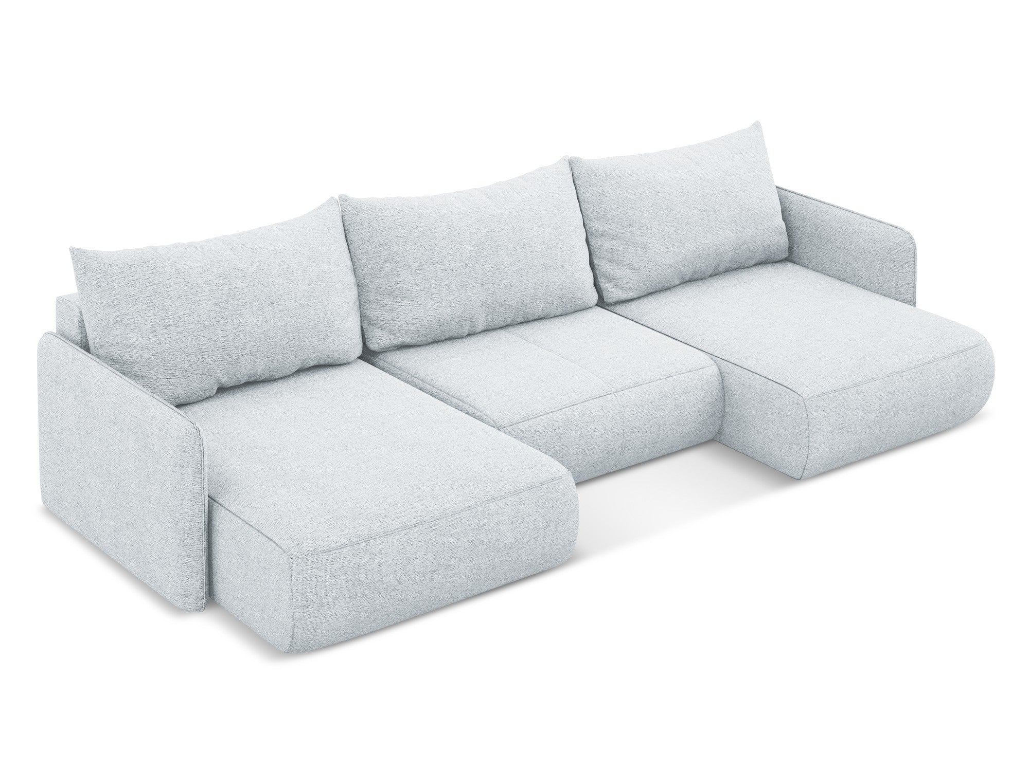 Panoramic corner sofa with sleeping function NANEA light blue chenille