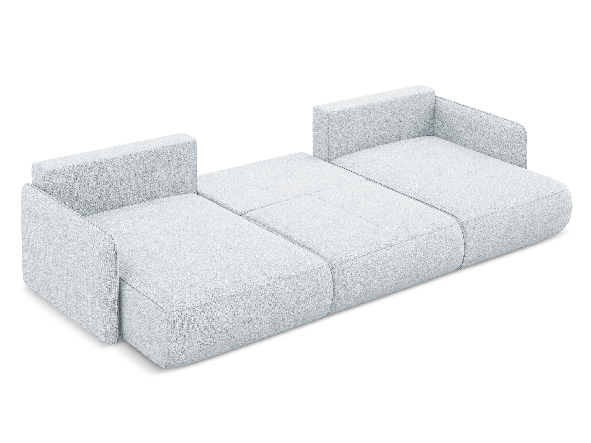 Panoramic corner sofa with sleeping function NANEA light blue chenille