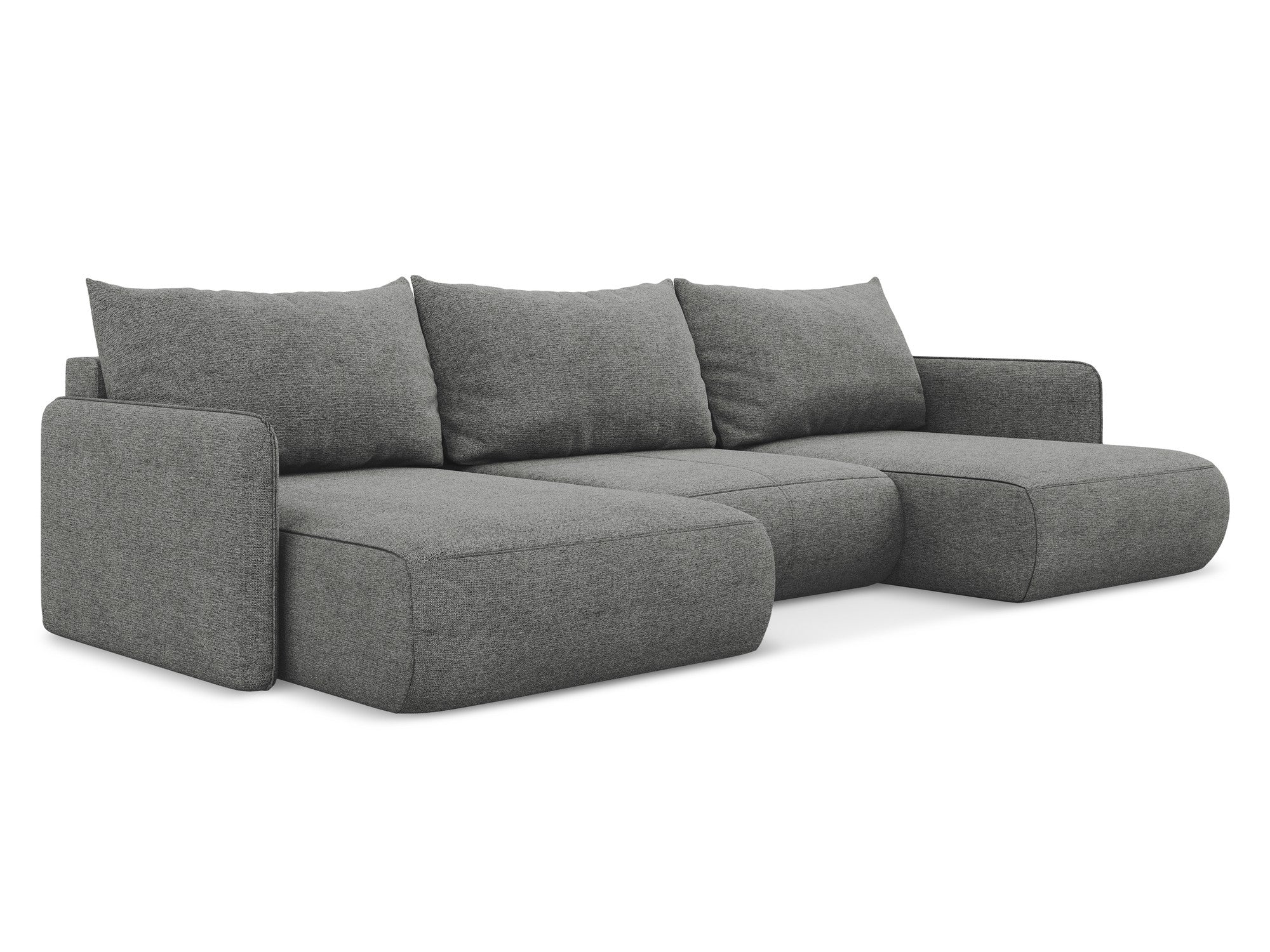 Panoramic Corner Sofa with Sleeping Function NANEA Gray Chenille