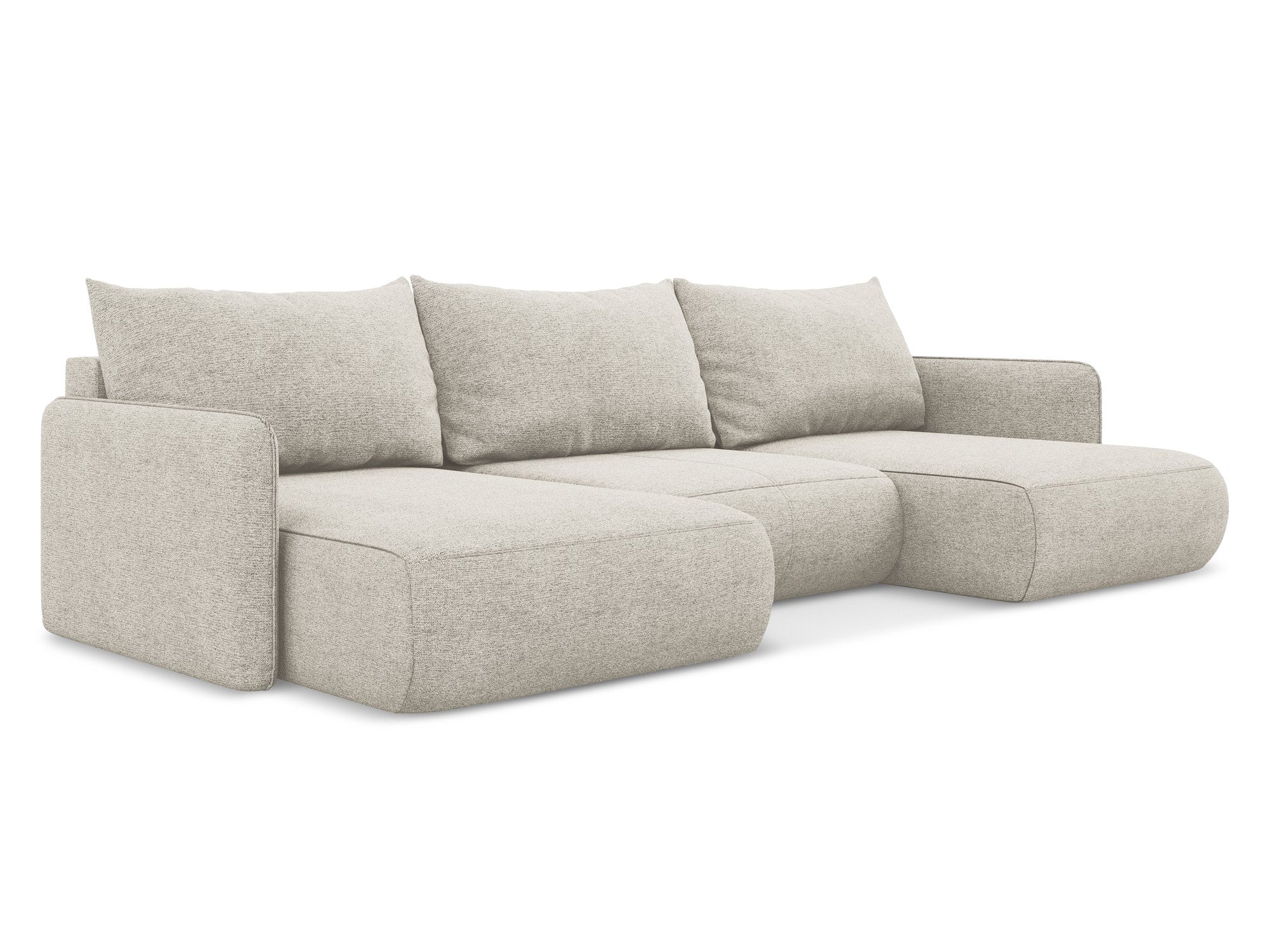 Panoramic corner sofa with sleeping function NANEA silver chenille