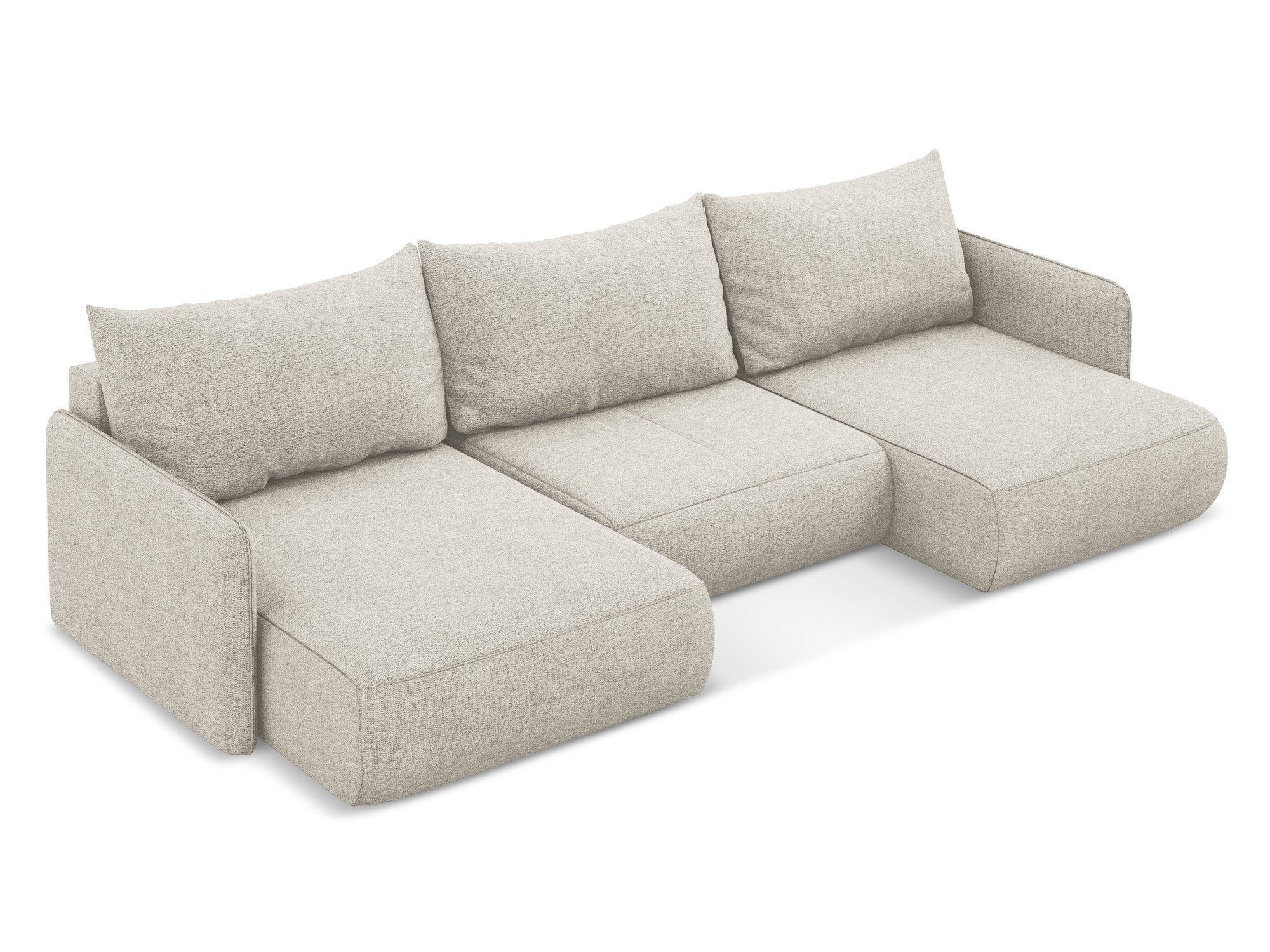 Panoramic corner sofa with sleeping function NANEA silver chenille