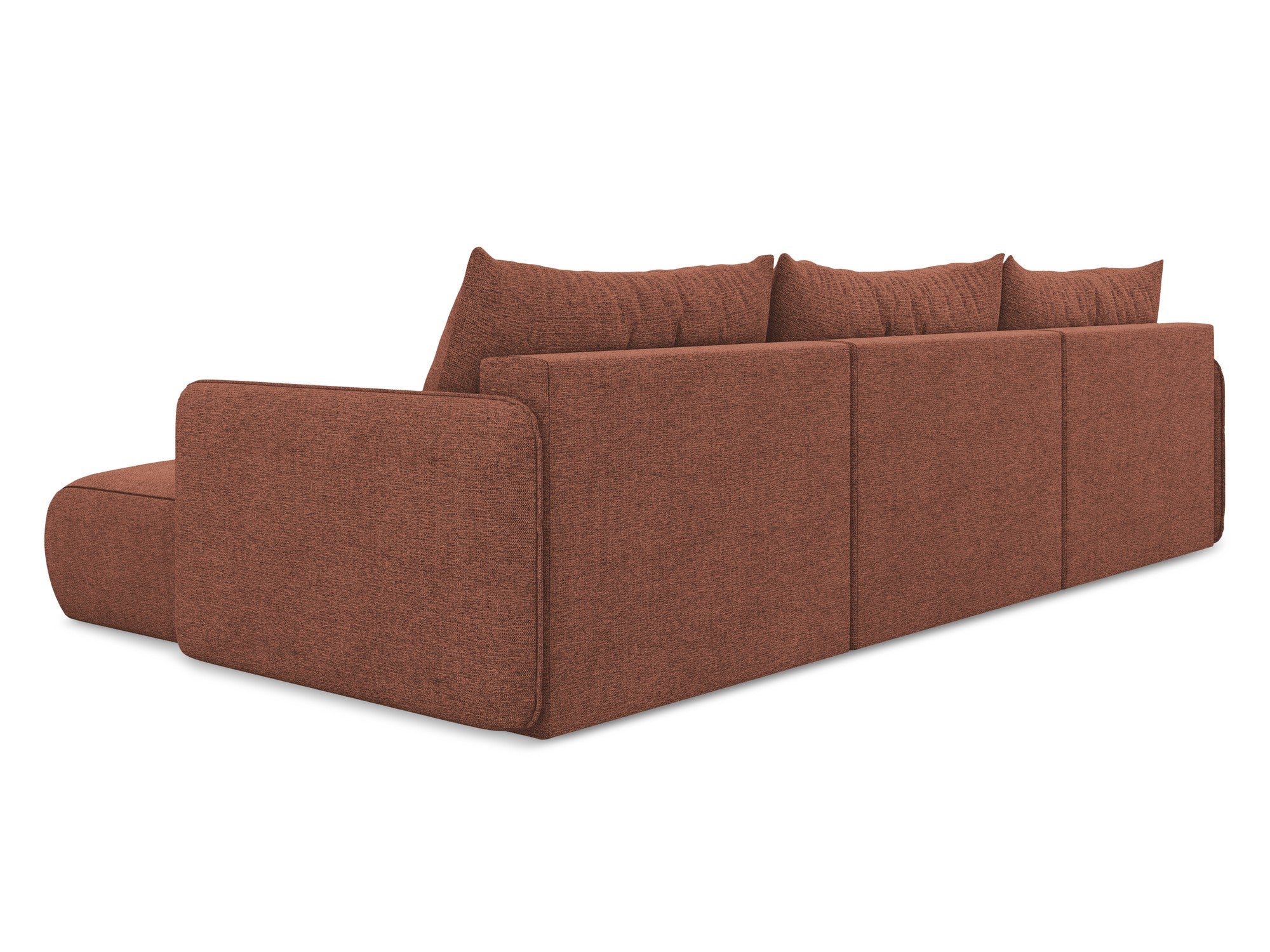 Panoramic corner sofa with sleeping function NANEA in muted pink chenille