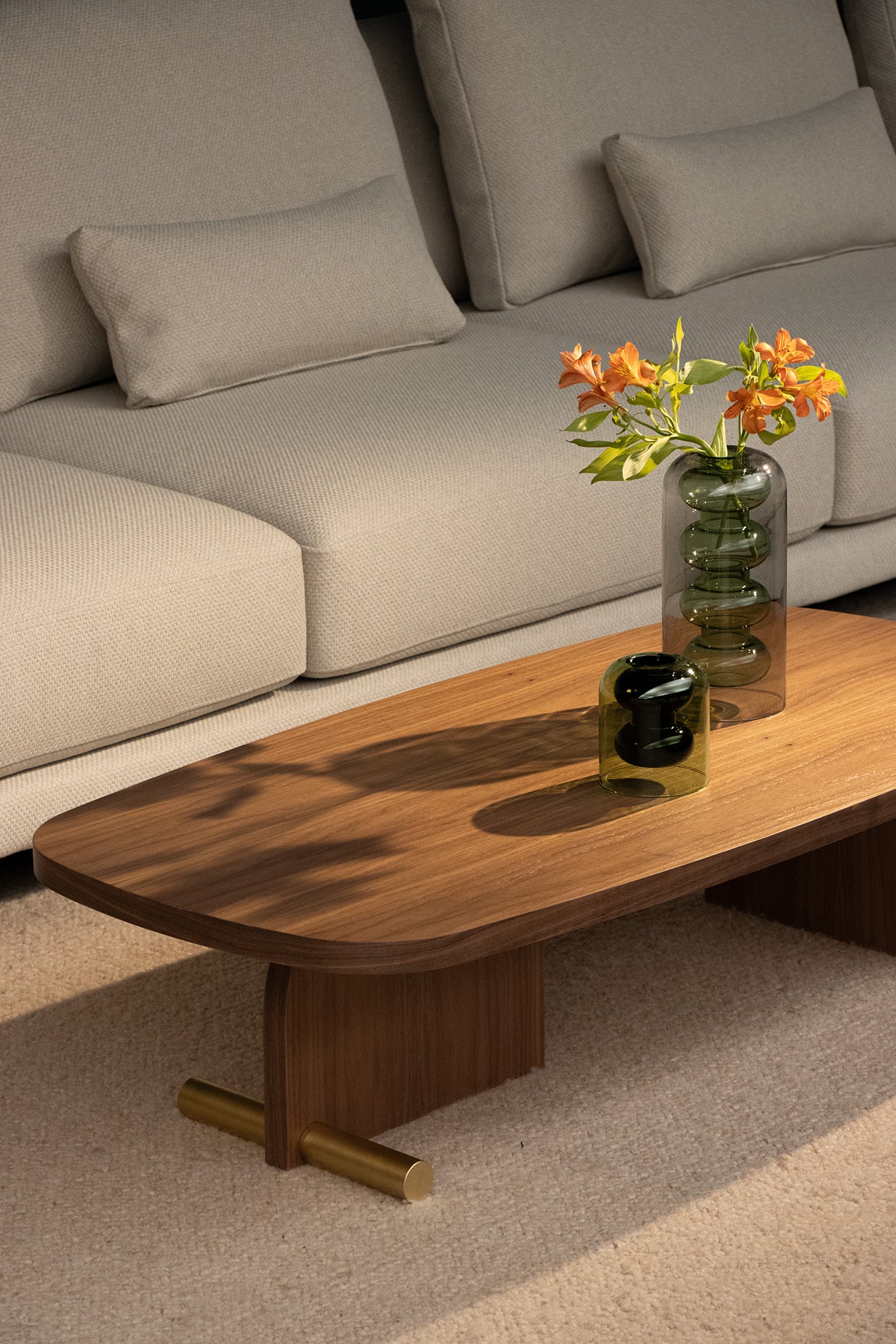 Oval coffee table NOVA wooden veneer