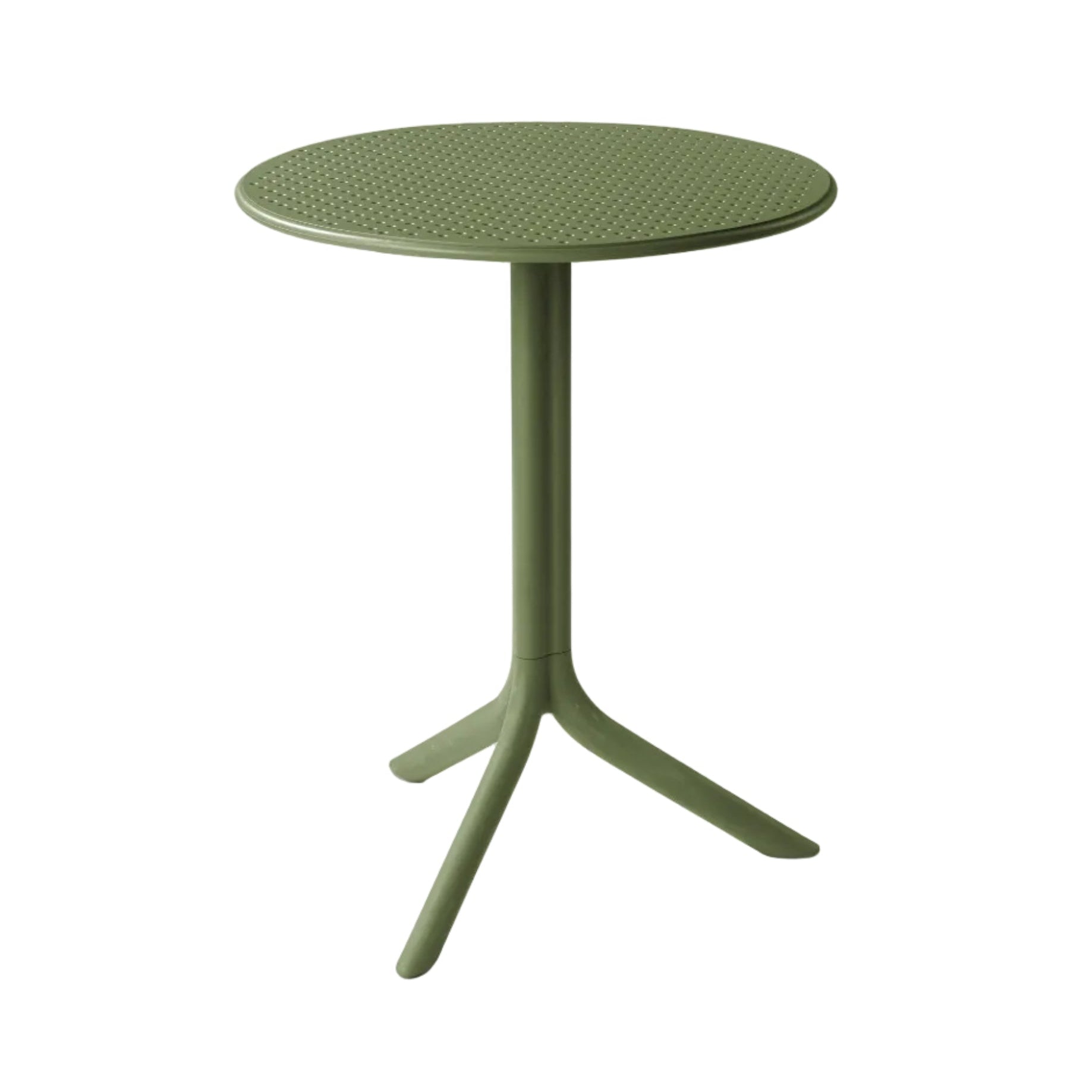Round outdoor table with height adjustment STEP agave green