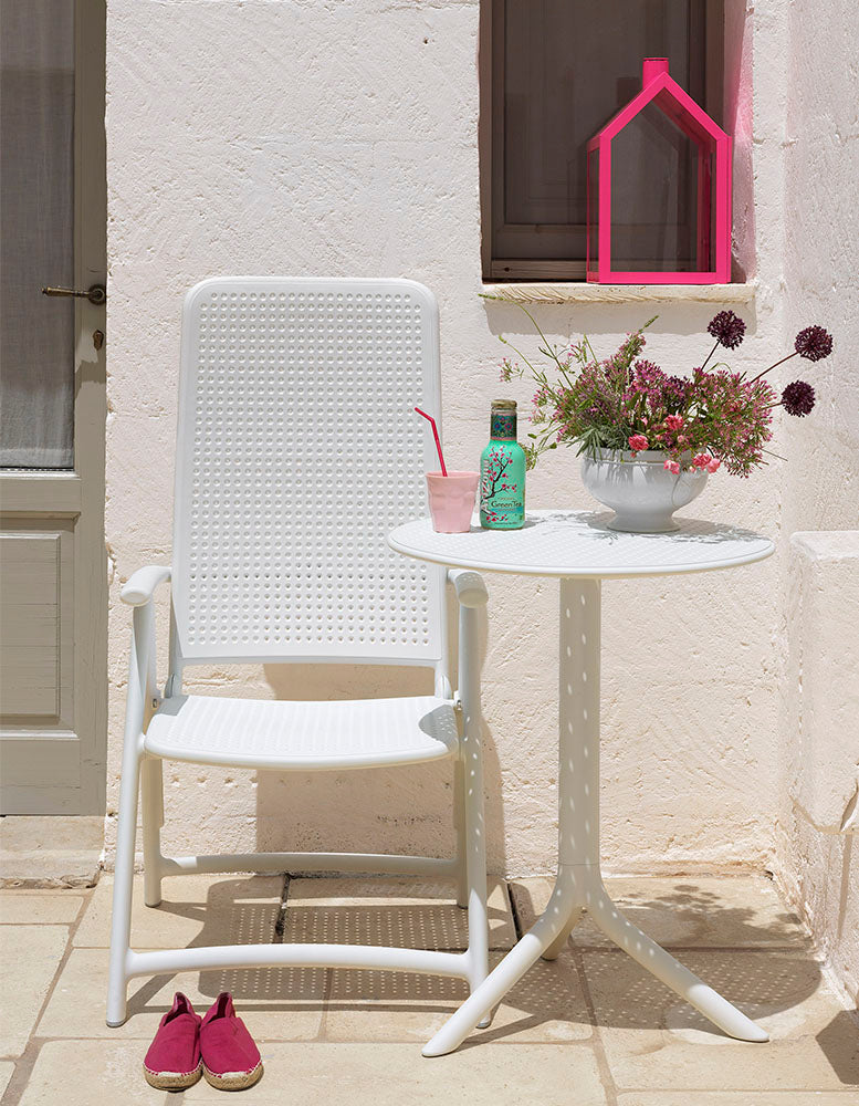 Kulatý venkovní stůl s nastavitelnou výškou STEP taupe