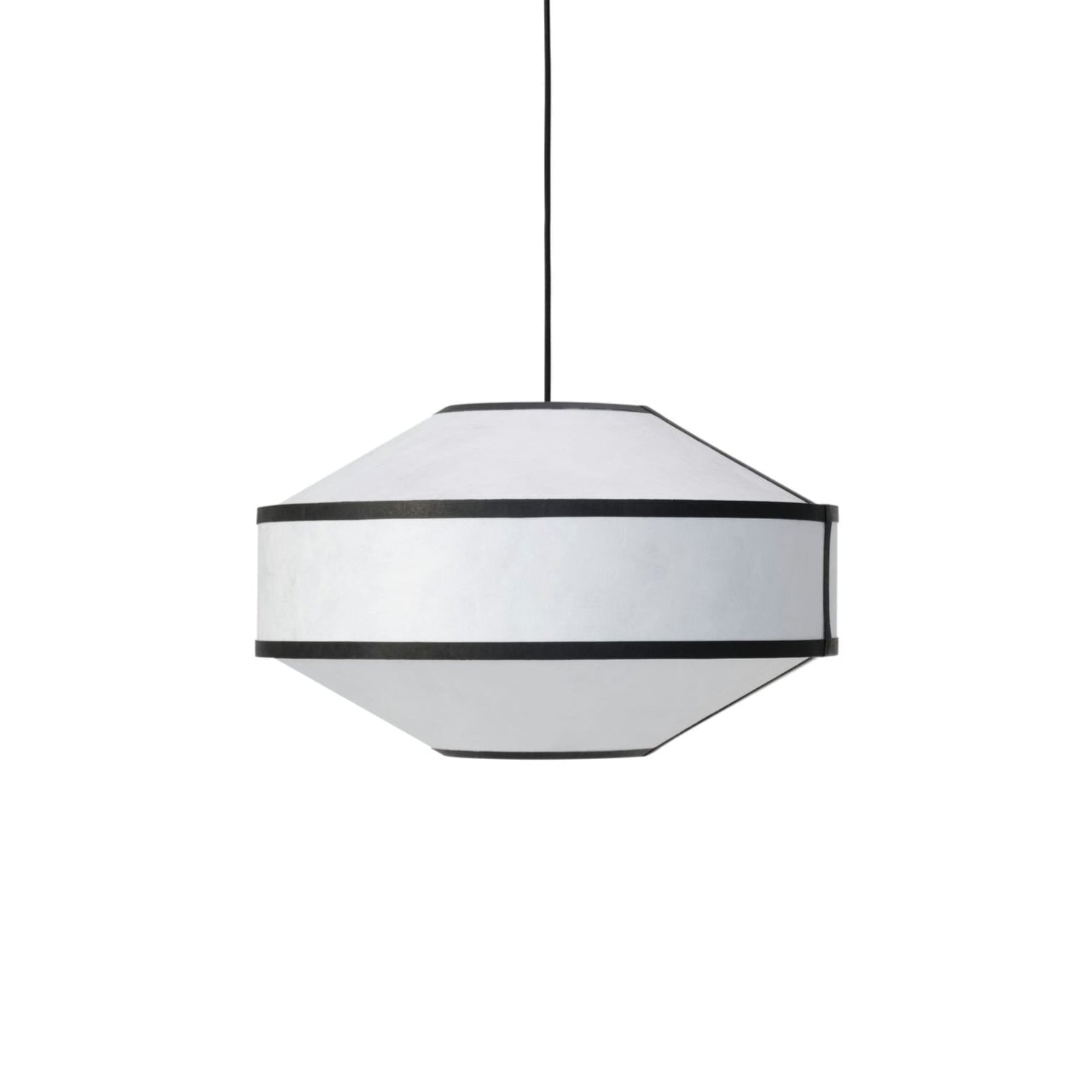 White with black kite hanging lamp with black