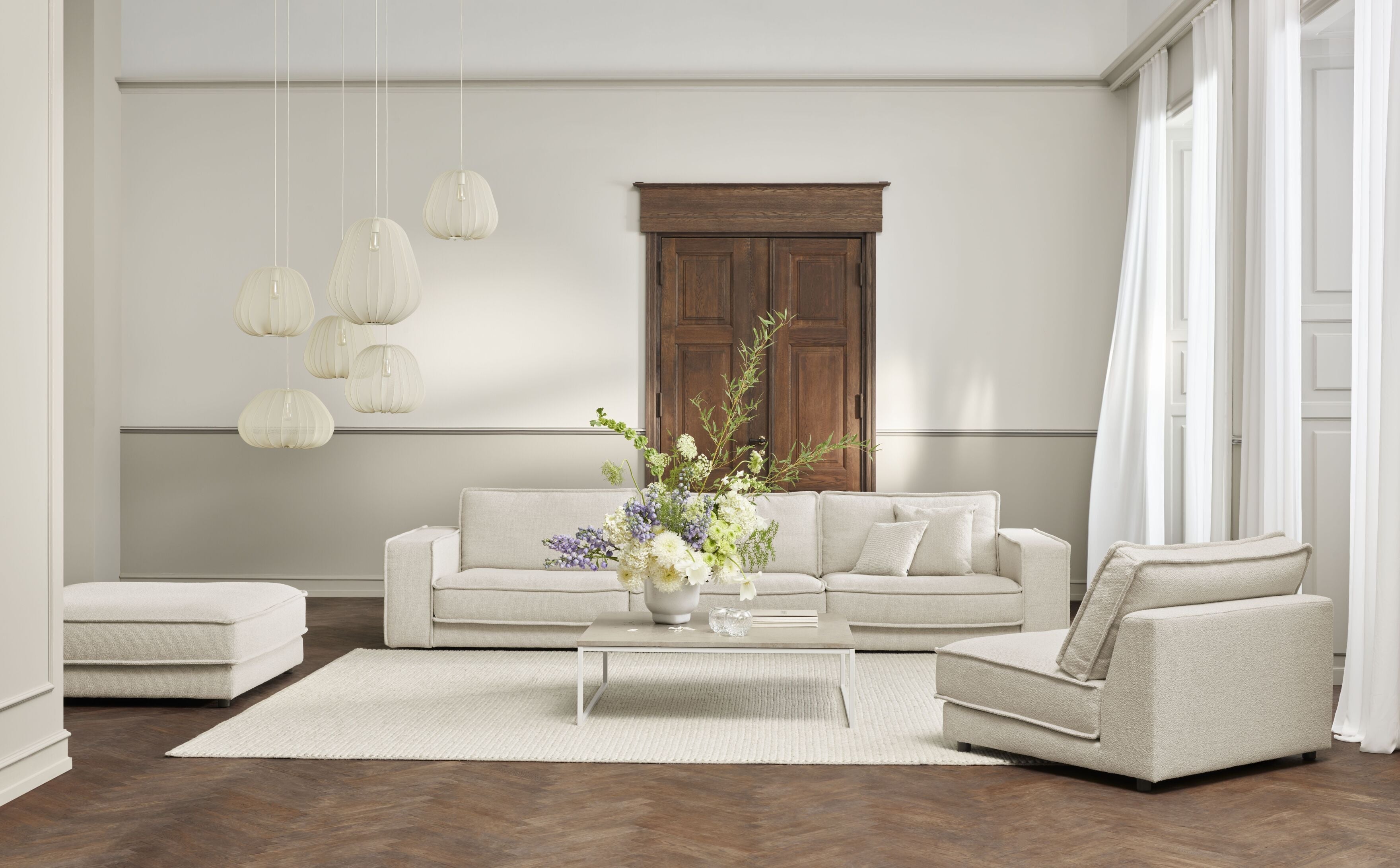 Modulární pohovka NOORA - levý modul s bílým podstavcem