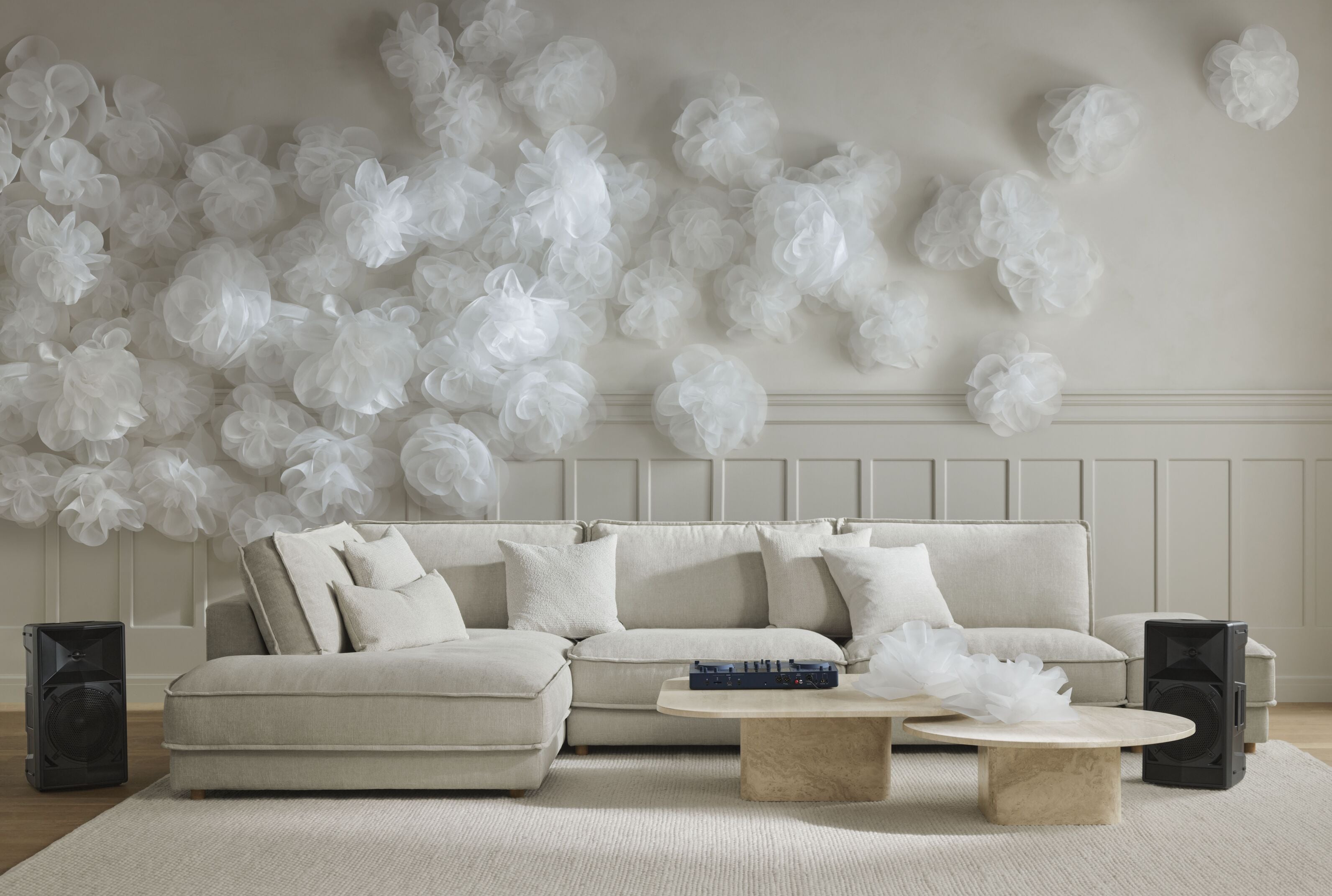 Narožník levostranný 3-modulový čalouněný NOORA dubová základna