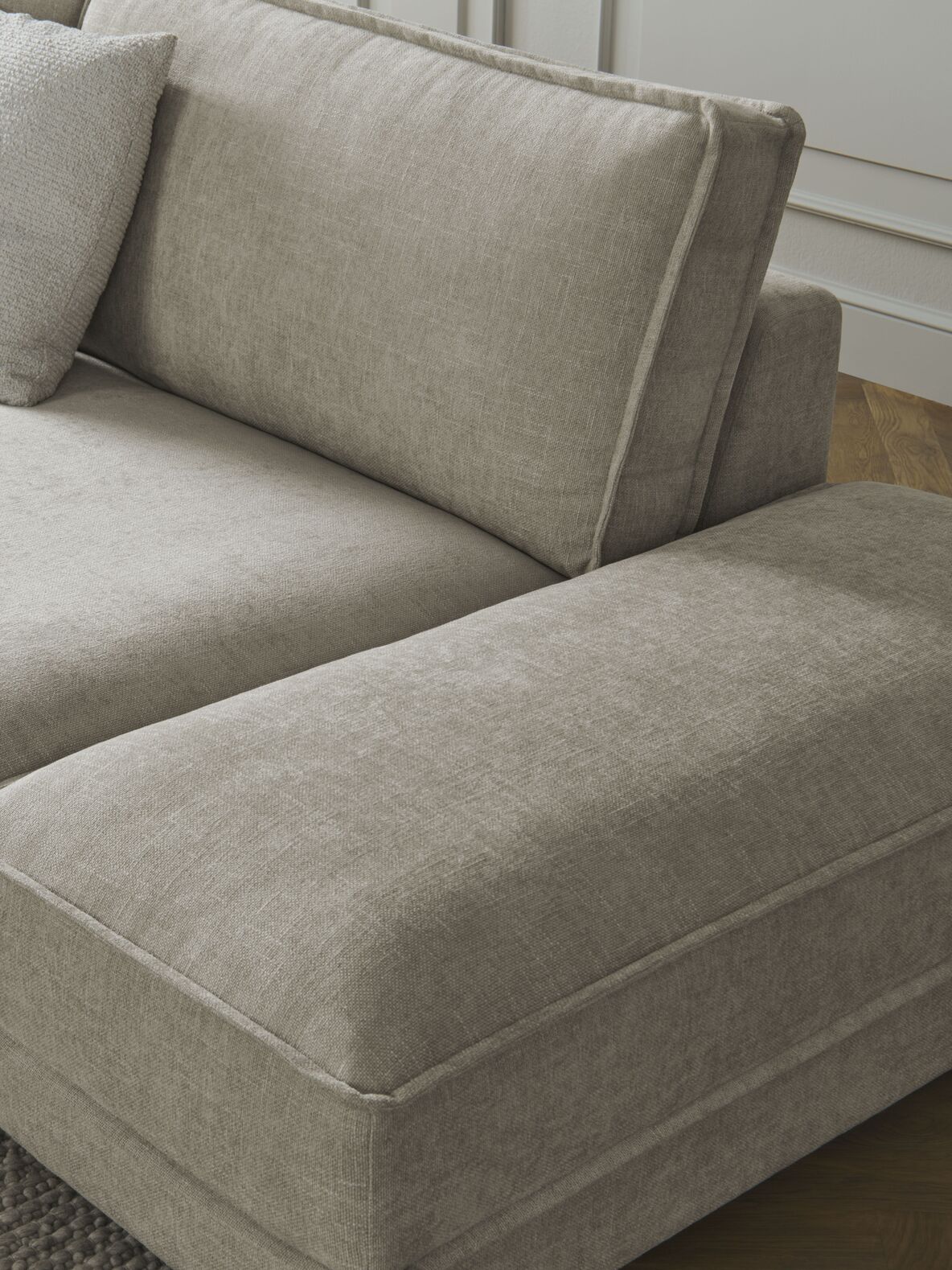 Puf NOORA COMBI s podstavou z tmavého dubového dřeva