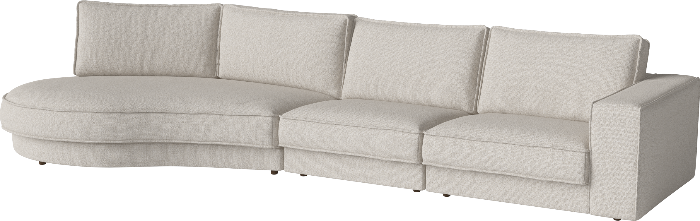 3-modulová pohovka NOORA s zaoblenou levicí a tmavým podstavcem