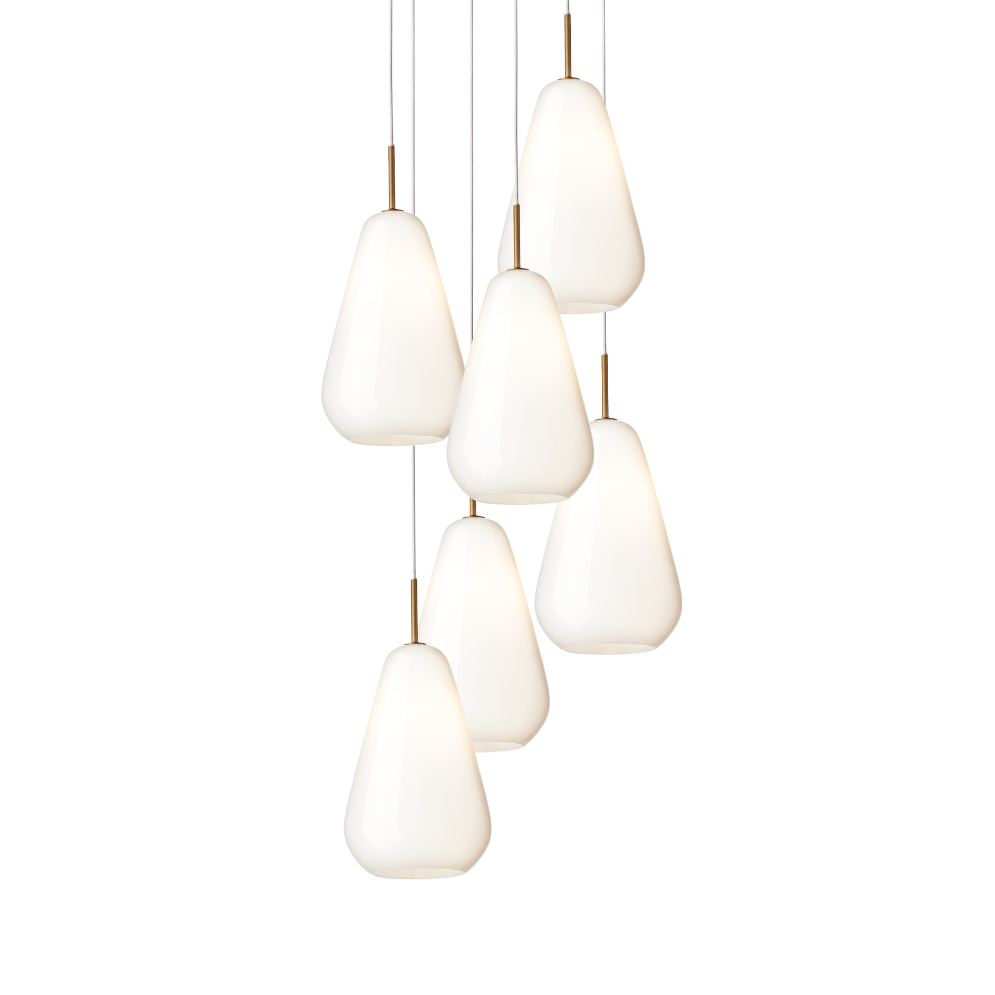 ANOLI 6 Pendant Lamp in Gold with Opal Glass