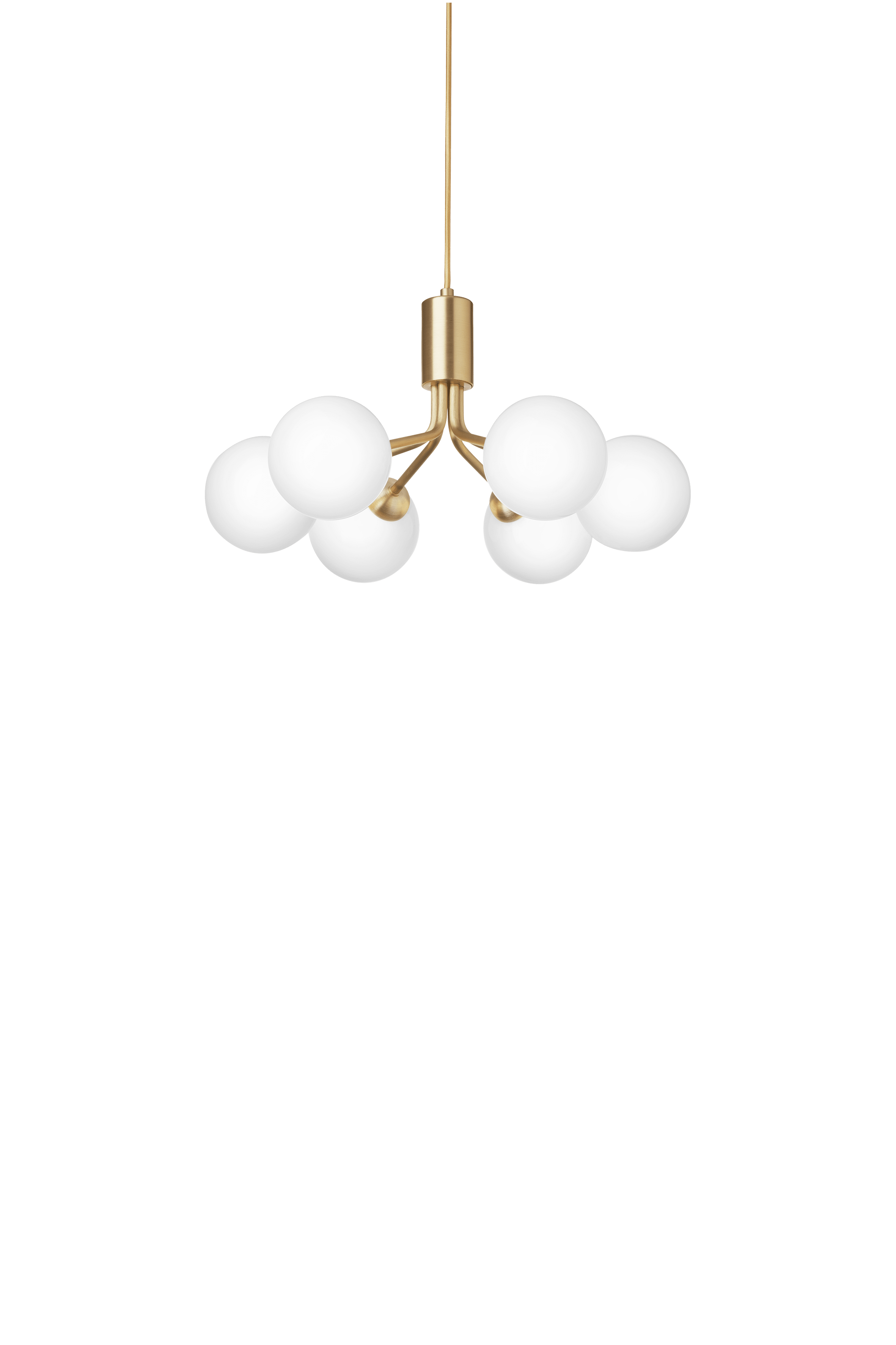 Lampa visící APIALES 6 mosazná s opálovým sklem