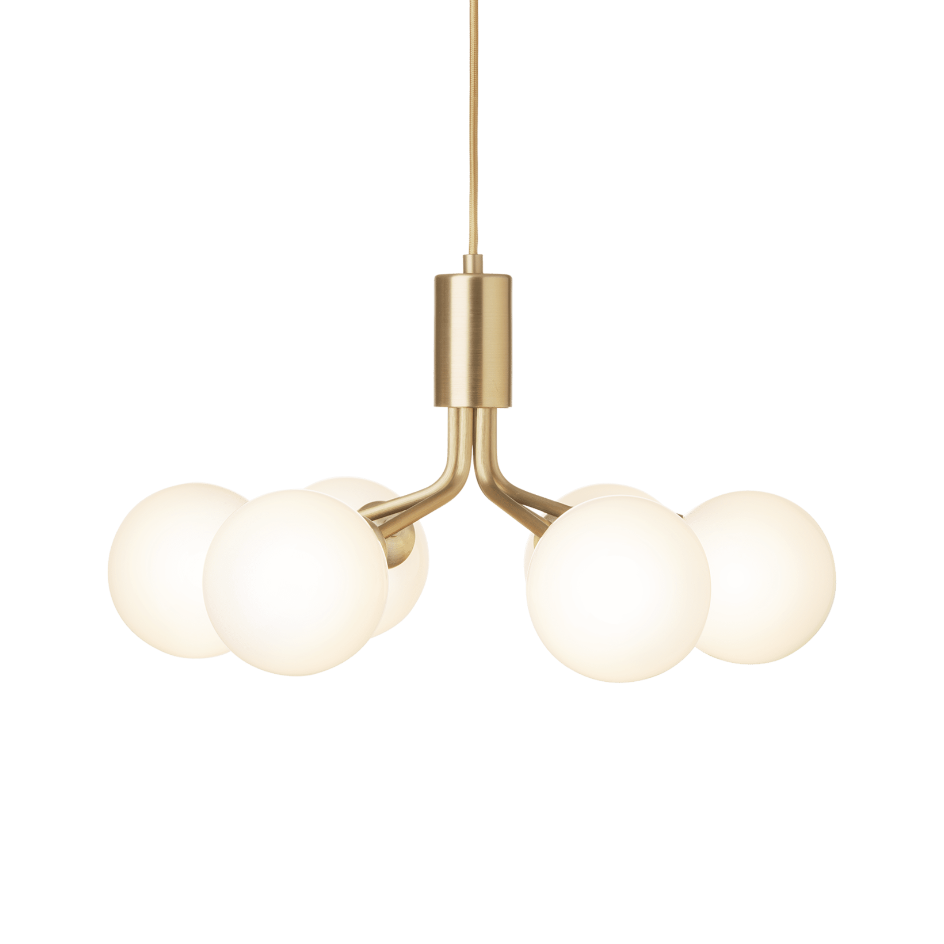 Lampa visící APIALES 6 mosazná s opálovým sklem