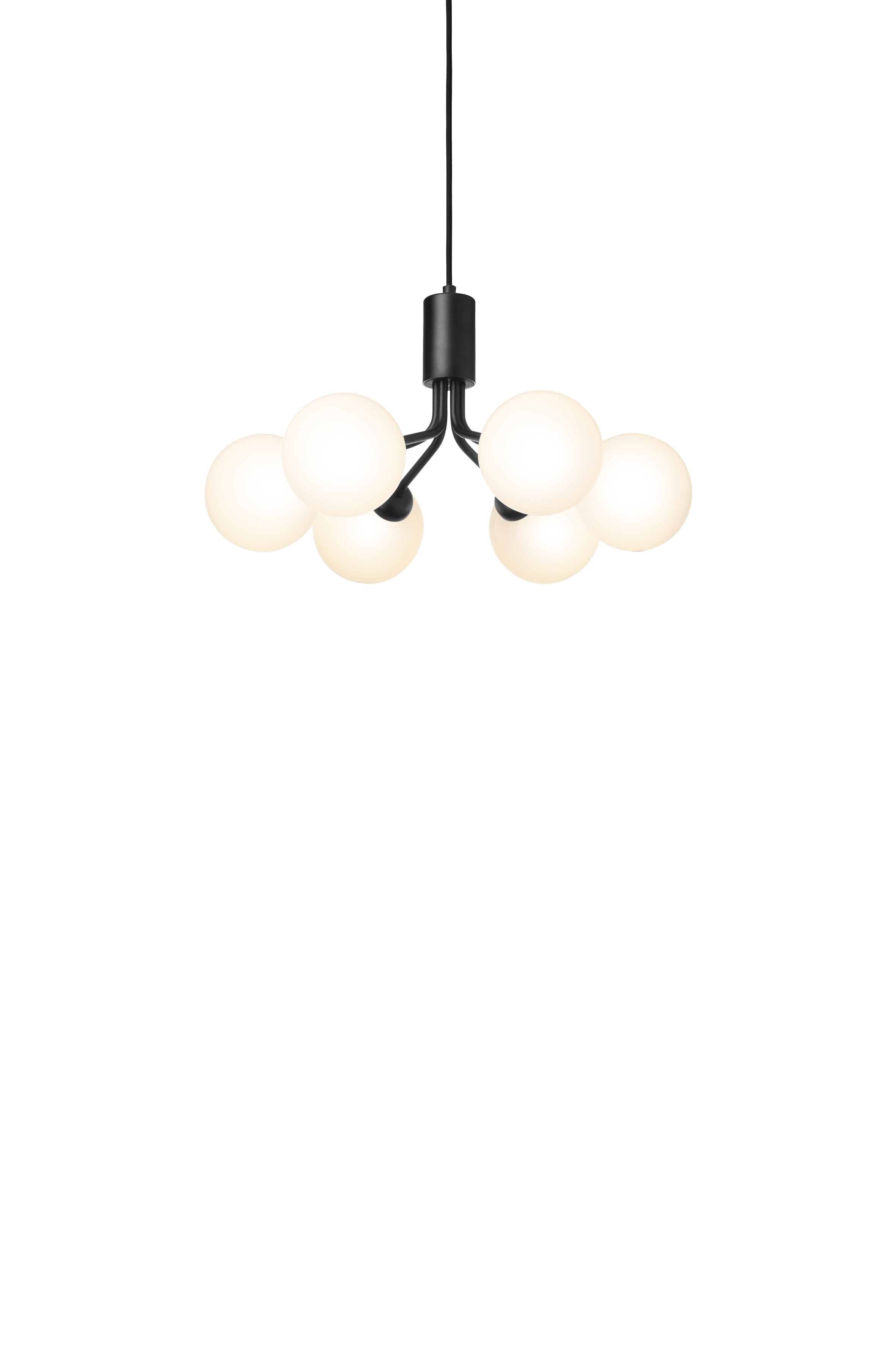 Lampa visící APIALES 6 černá s opálovým sklem