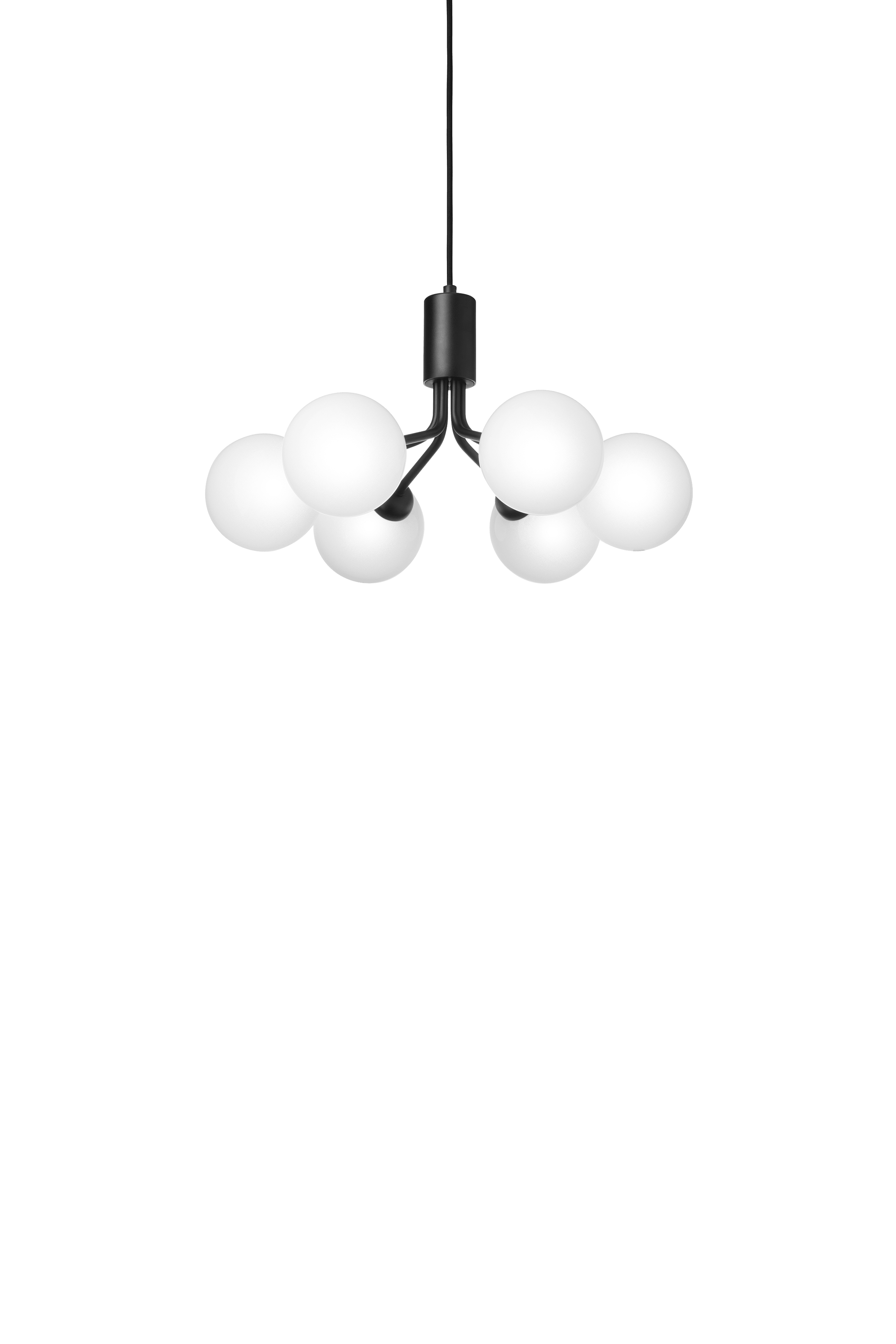 Lampa visící APIALES 6 černá s opálovým sklem