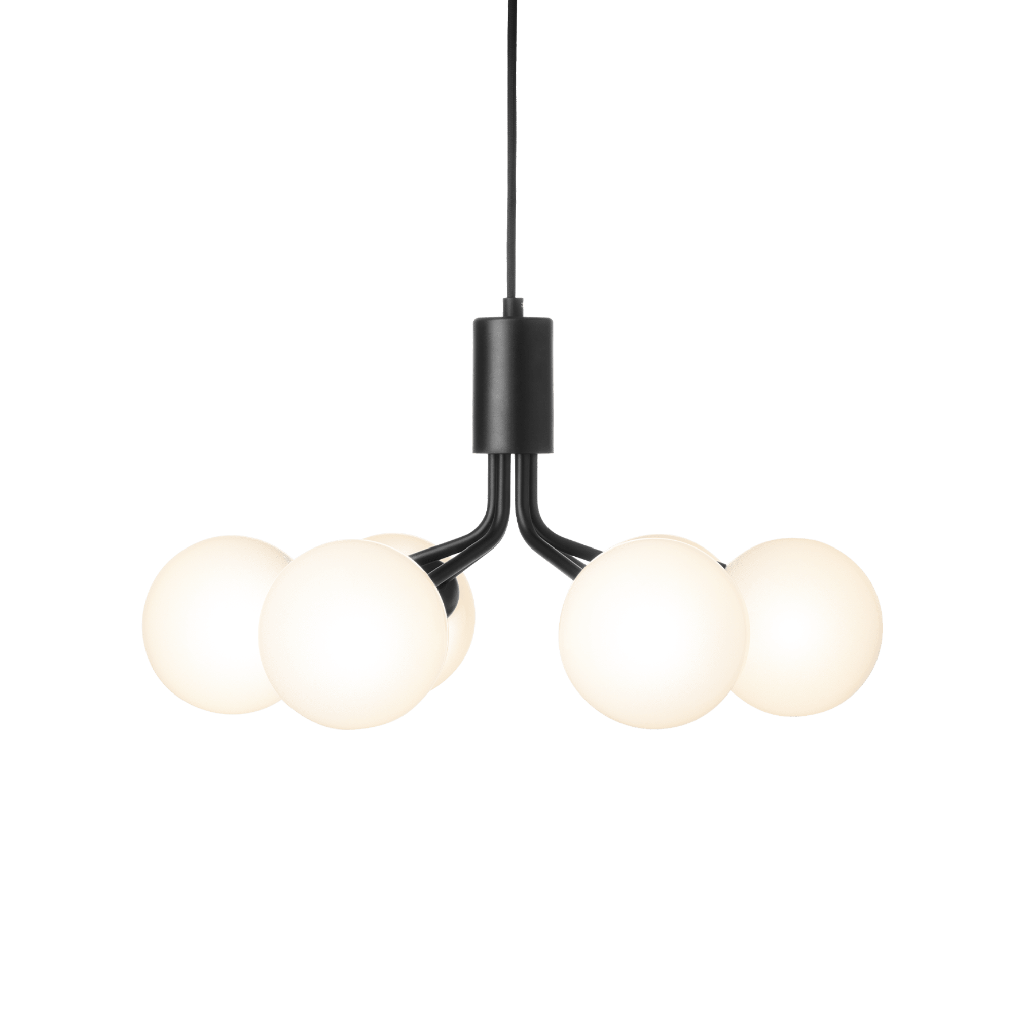 Lampa visící APIALES 6 černá s opálovým sklem