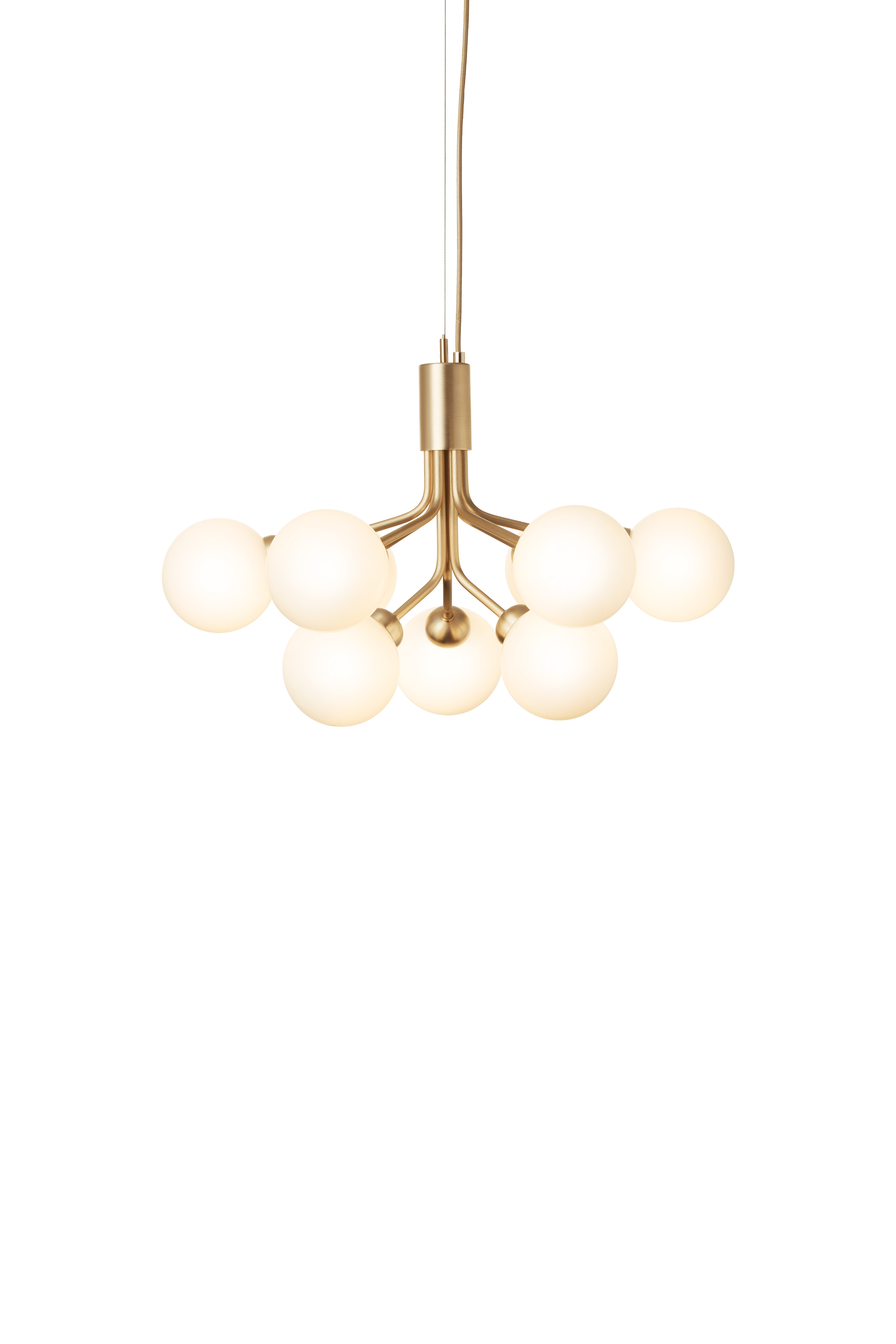 Závěsná lampa APIALES 9 mosazná s opálovým sklem