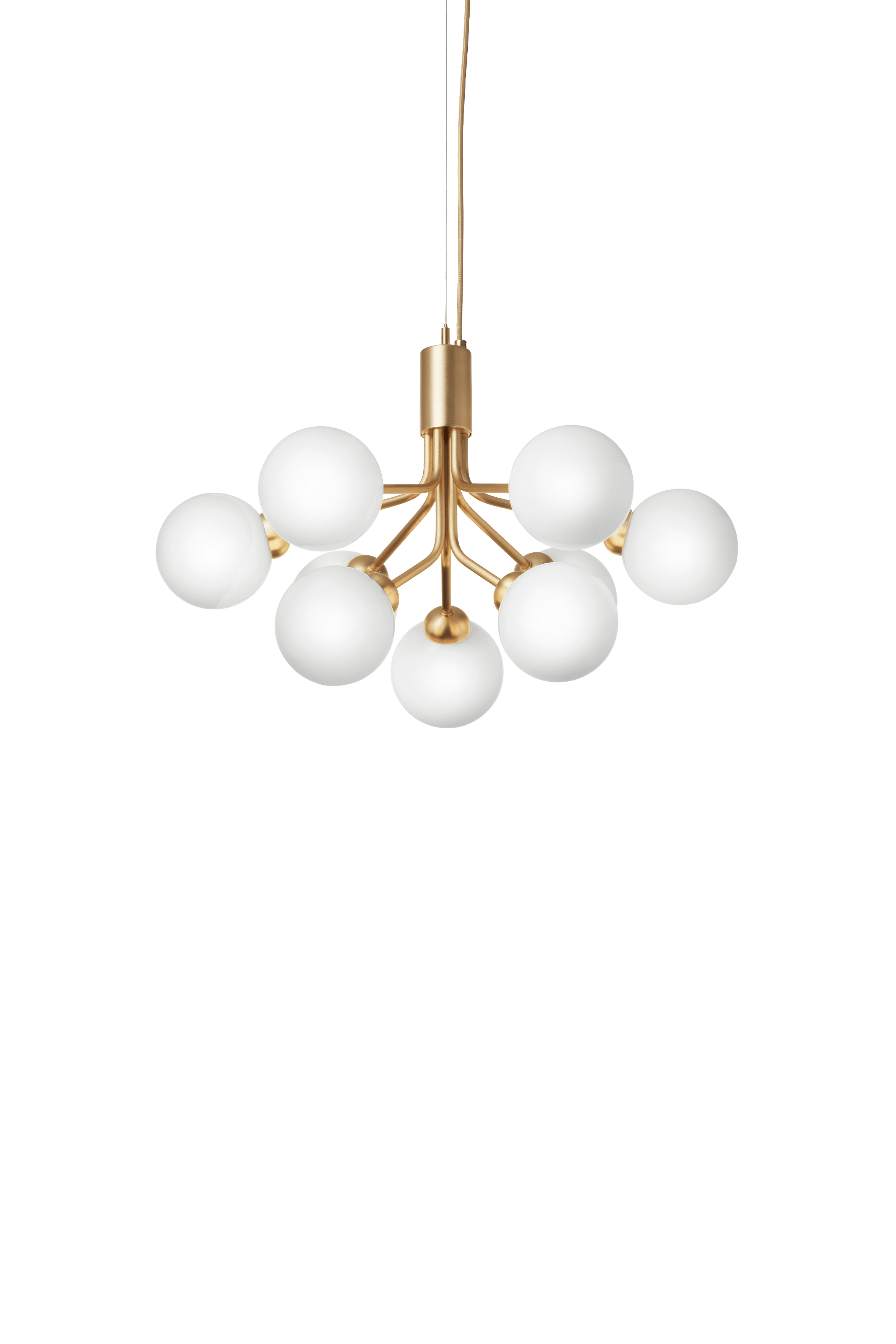 Závěsná lampa APIALES 9 mosazná s opálovým sklem
