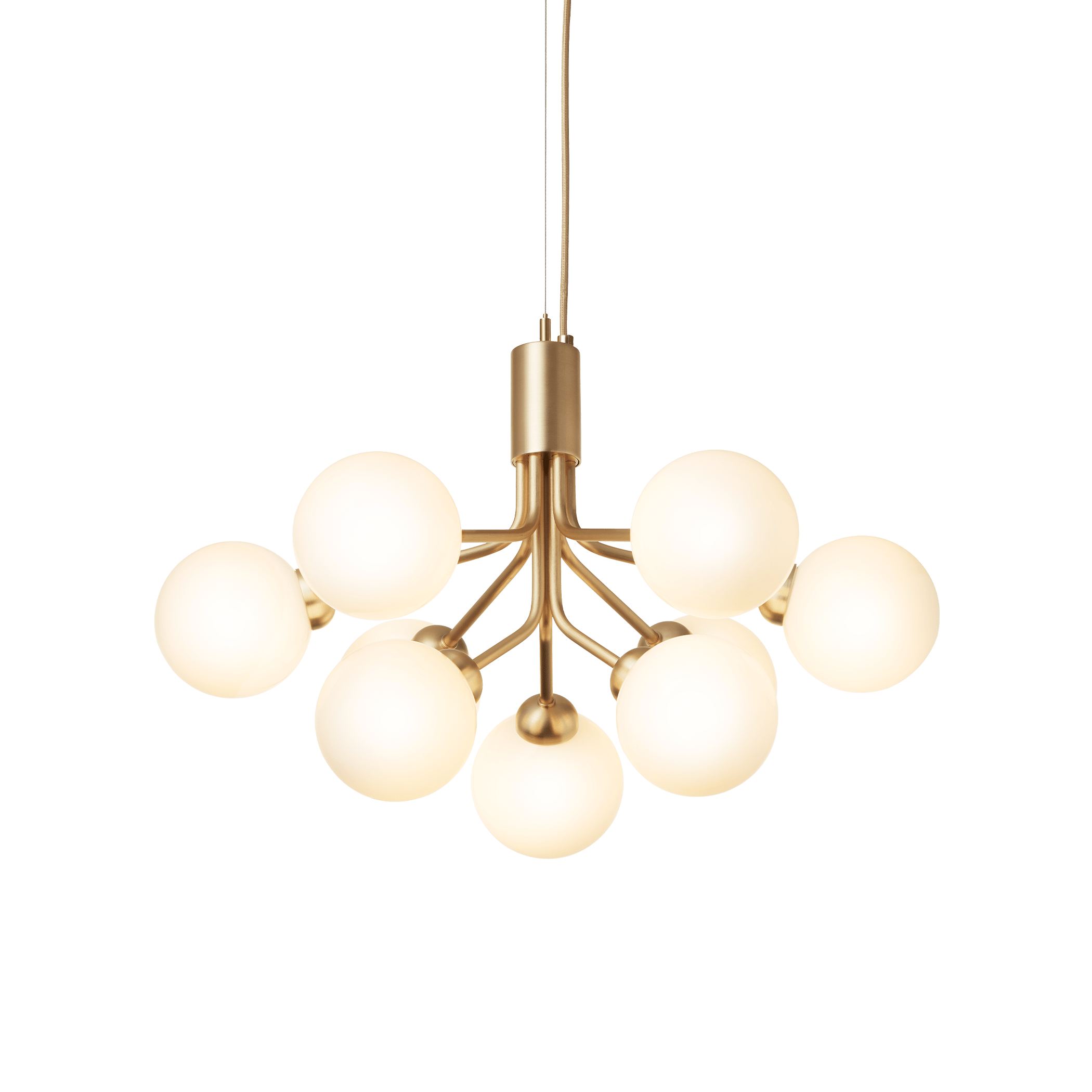 Závěsná lampa APIALES 9 mosazná s opálovým sklem