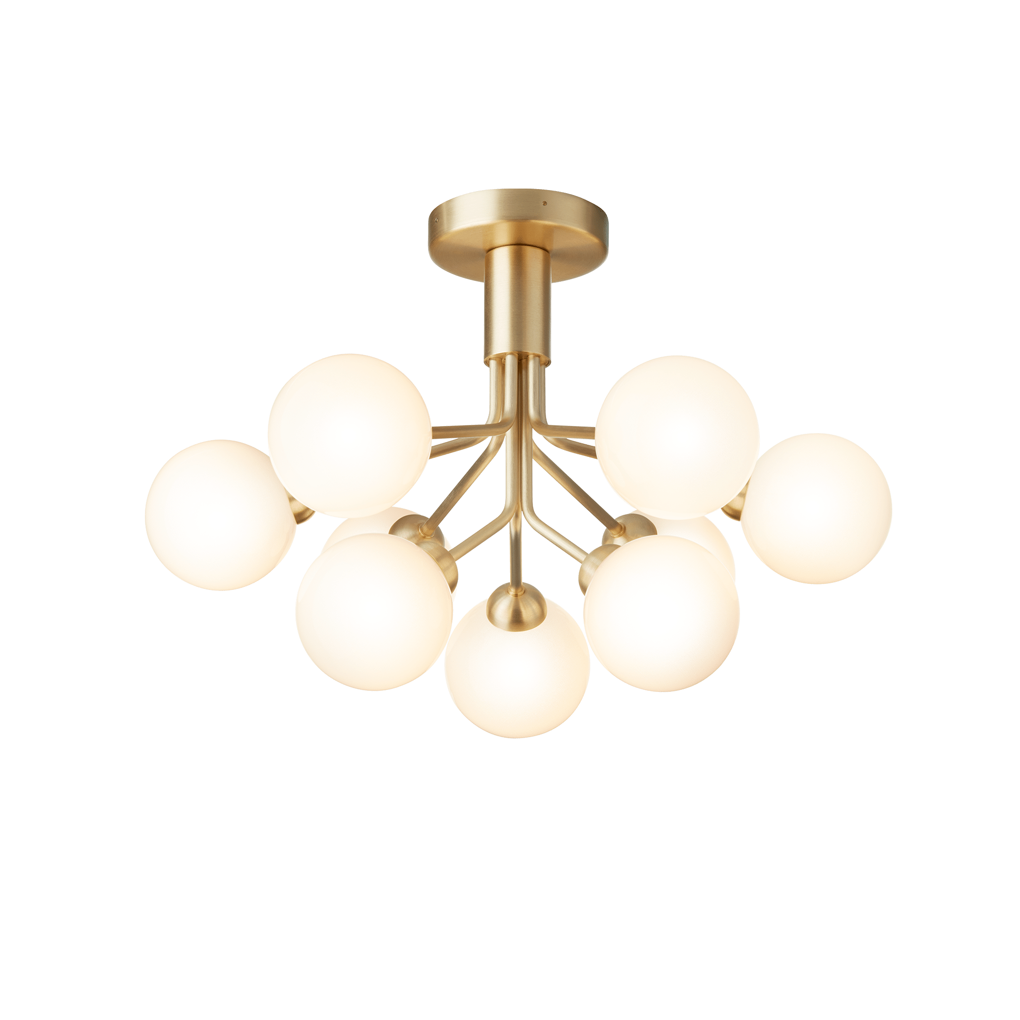 Lampa stropní APIALES 9 mosazná s opálovým sklem