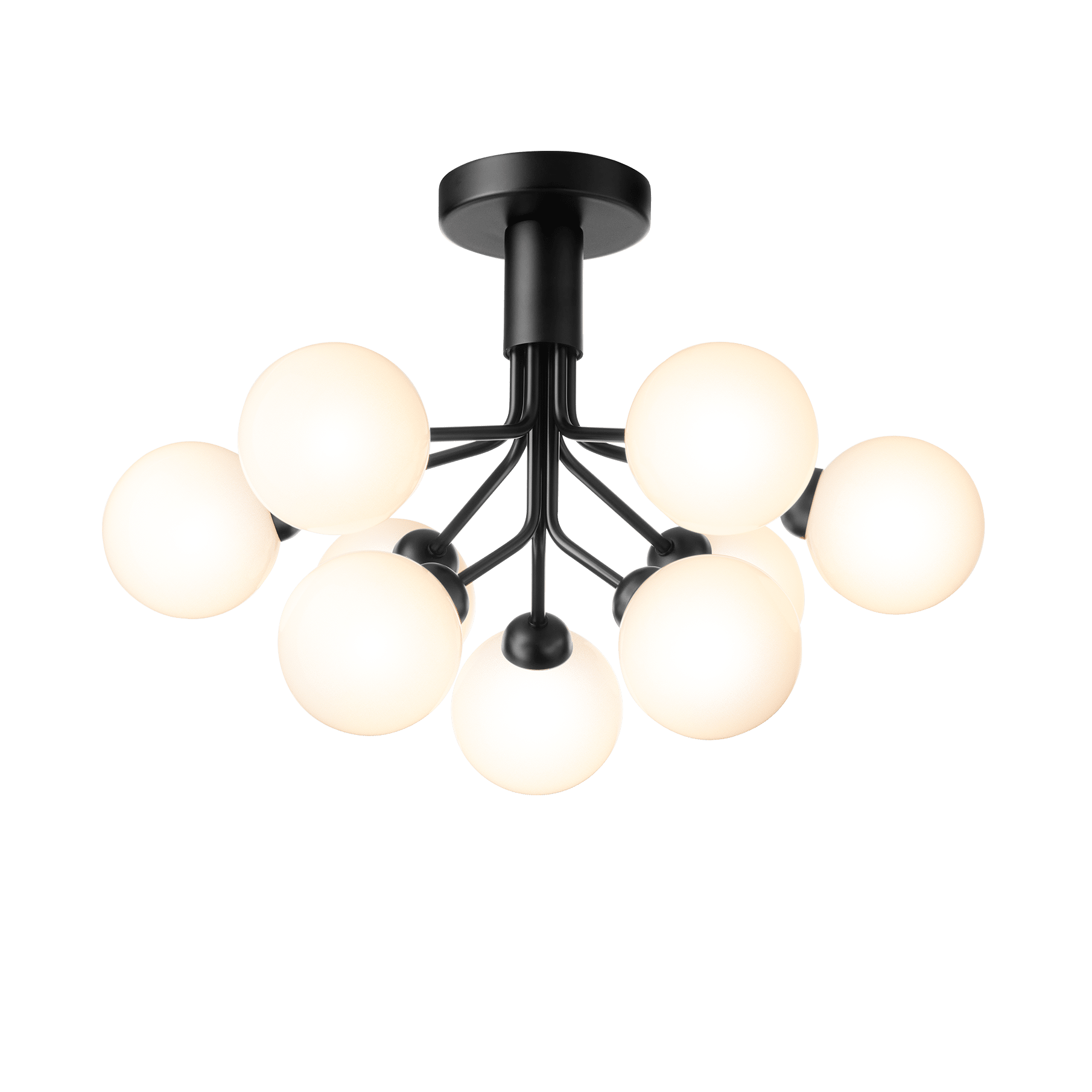 Stropní lampa APIALES 9 černá s opálovým sklem