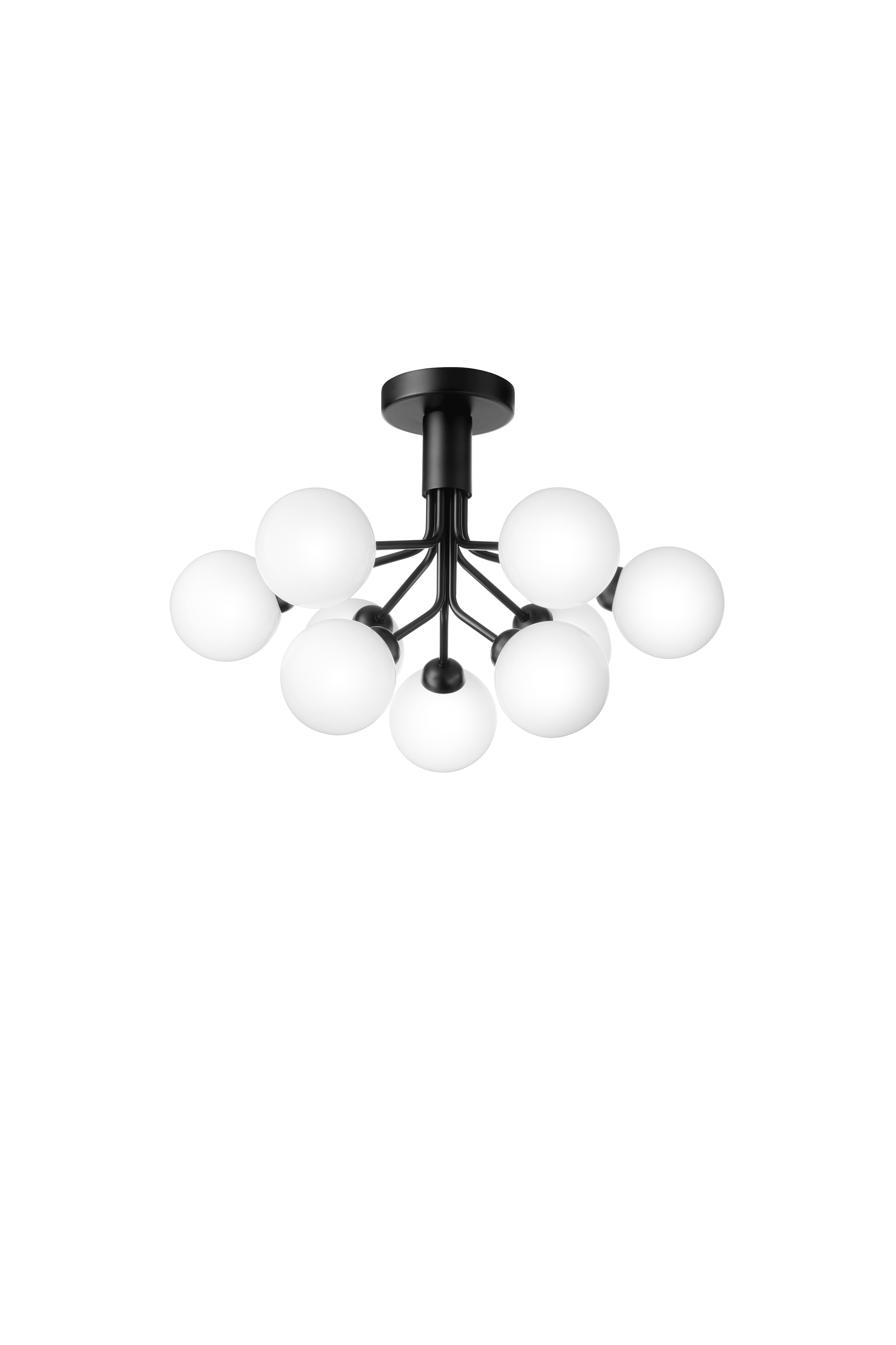 Stropní lampa APIALES 9 černá s opálovým sklem