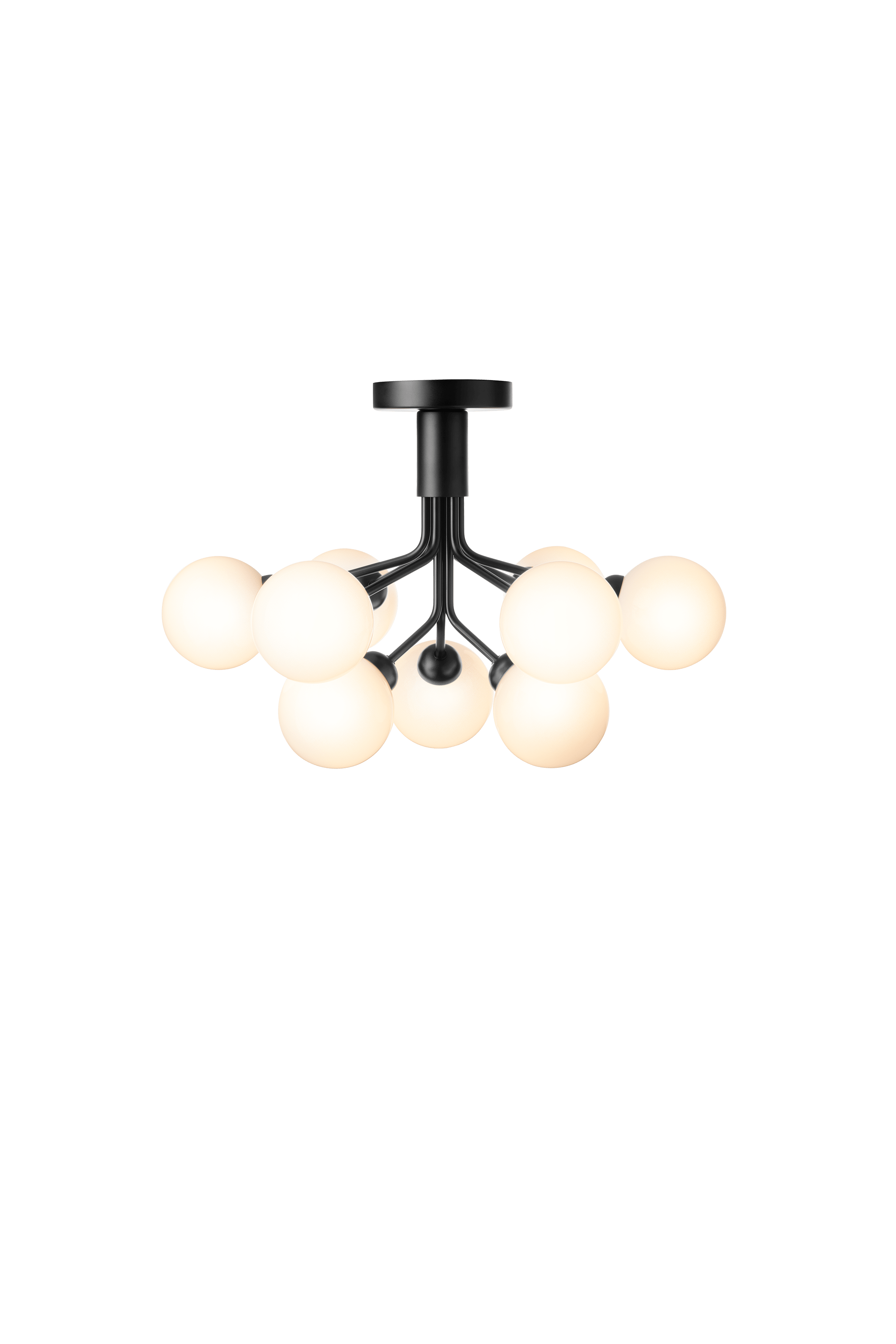 Stropní lampa APIALES 9 černá s opálovým sklem