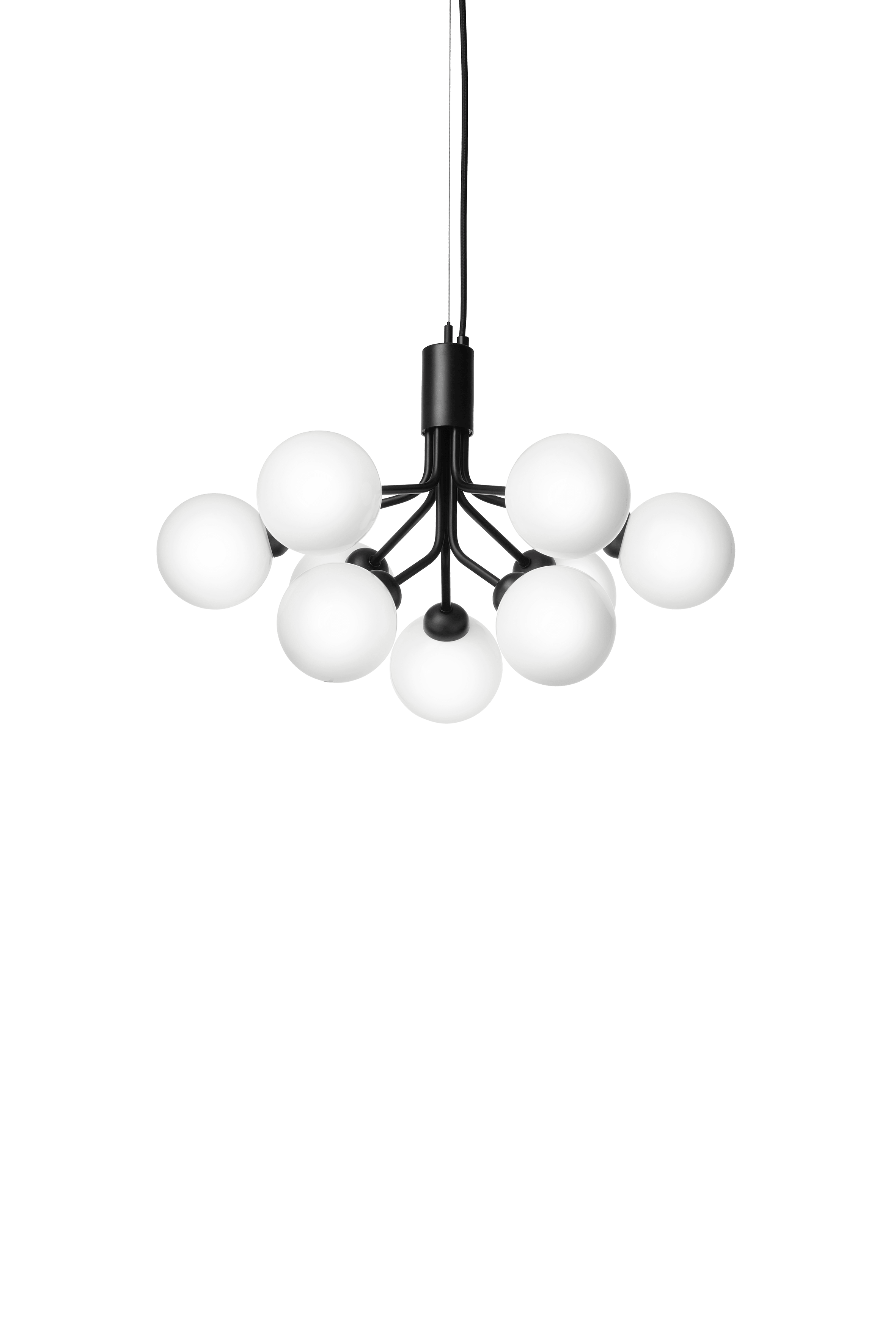 Lampa visící APIALES 9 černá s opálovým sklem