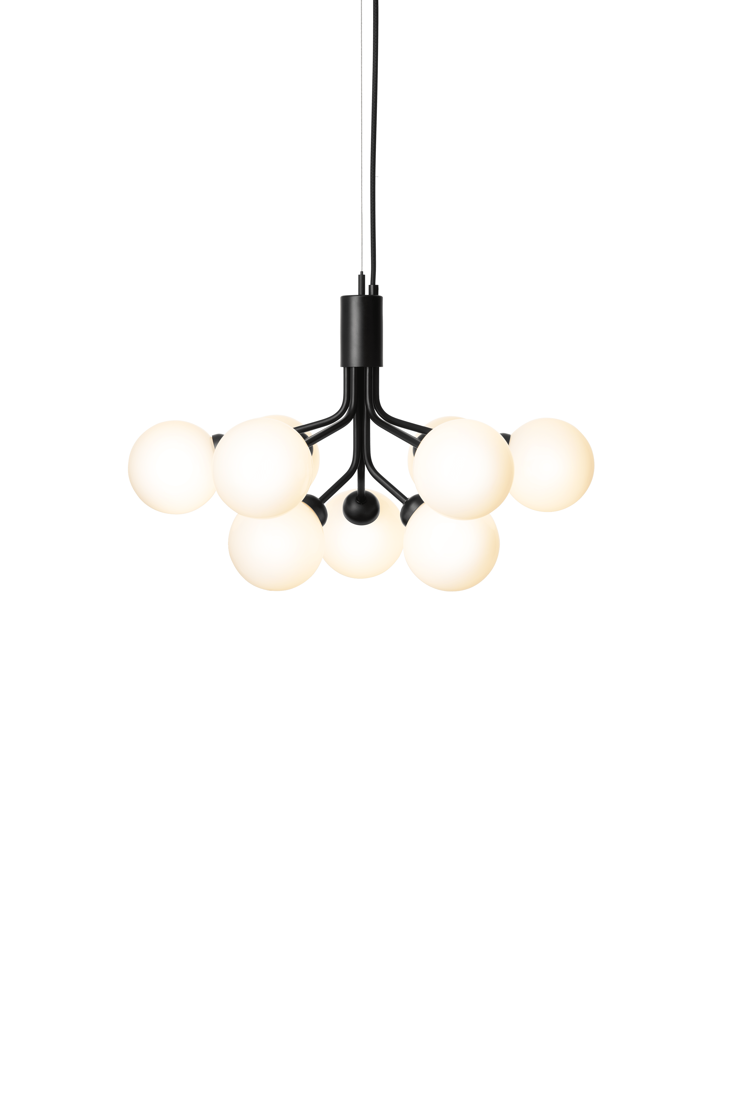 Lampa visící APIALES 9 černá s opálovým sklem